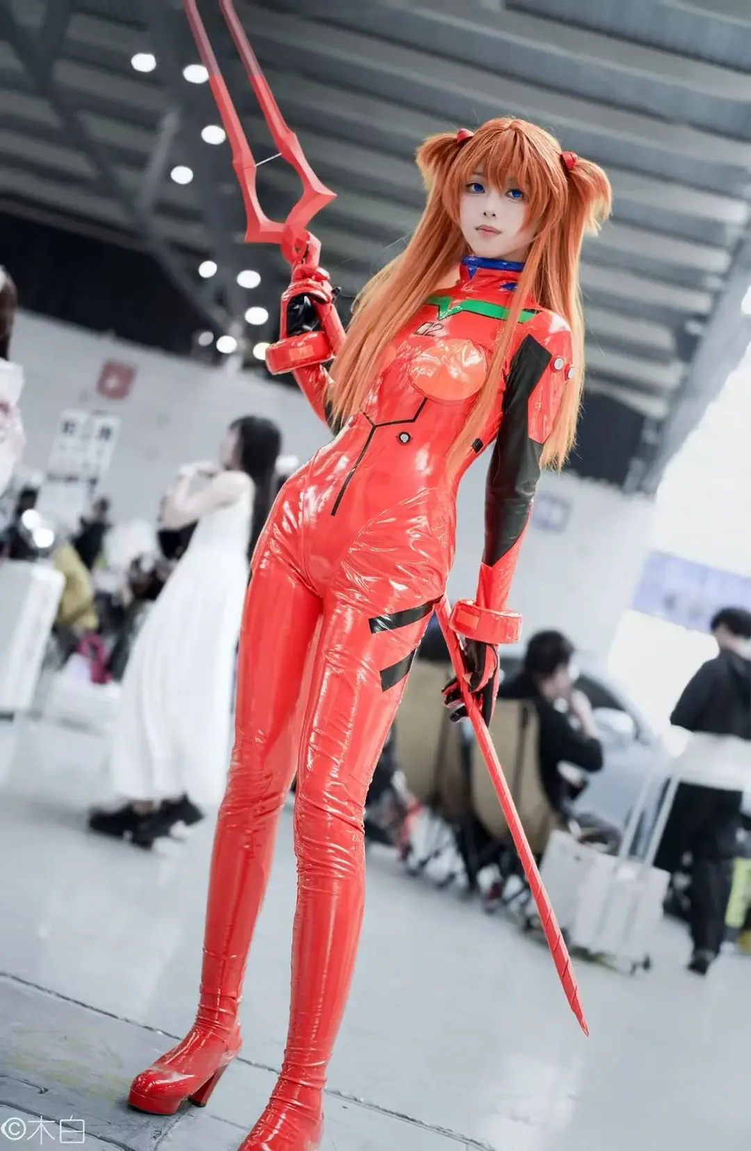 Character accuracy, Convention photos, Asuka Cosplay, Neon Genesis Evangelion, Patent leather battle suit