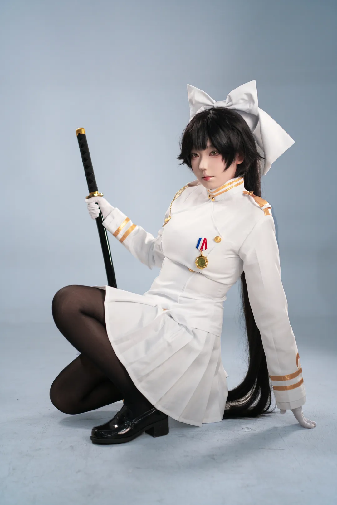 2D, Azur Lane, Black stockings cosplay, Kaohsiung/Takao cosplay, Military uniform cosplay - Image 4