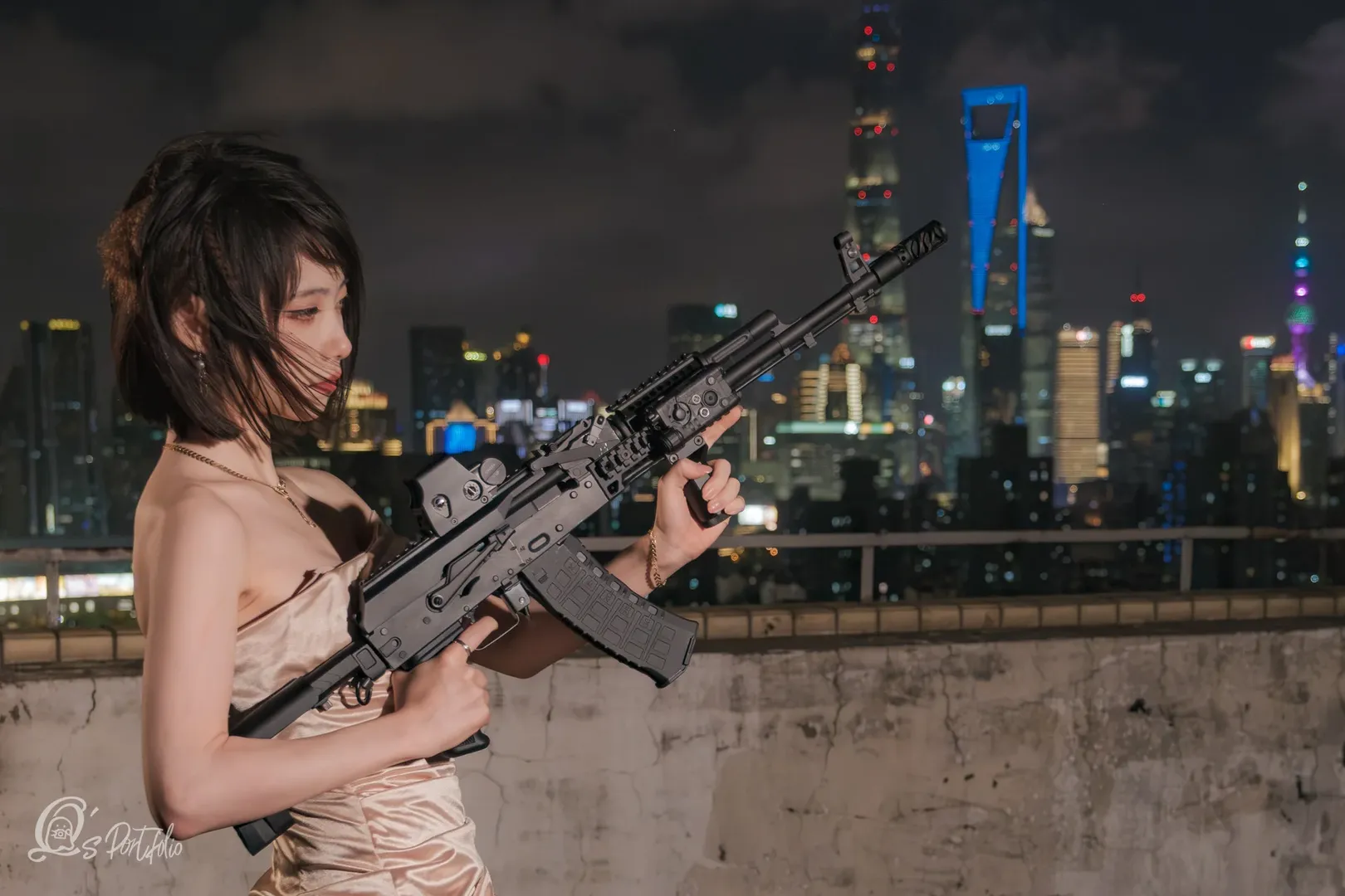 夜景人像, 天台摄影, 史密斯夫人cos, 史密斯夫妇, 女间谍 - 第10张