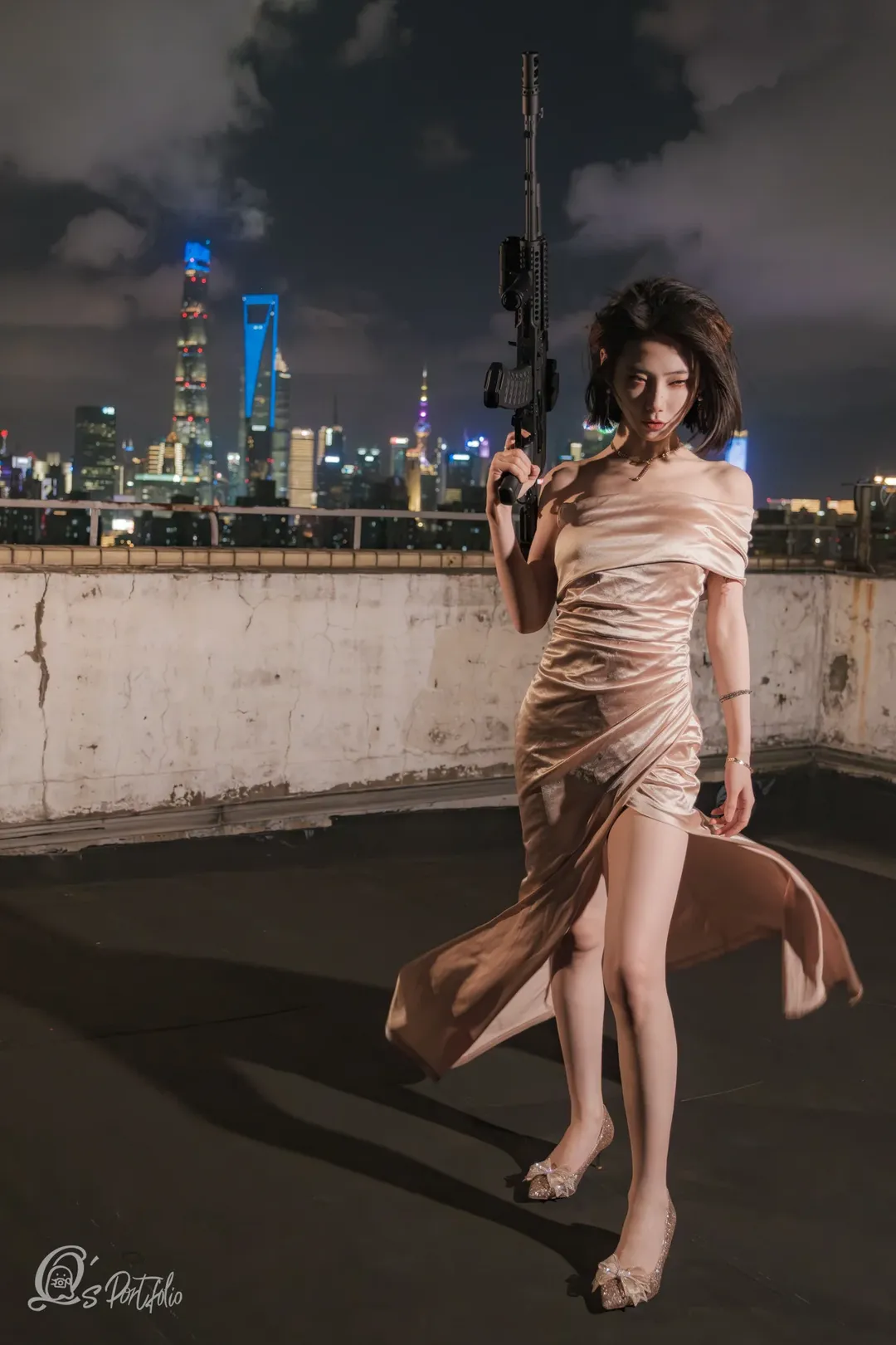 夜景ポートレート, 屋上撮影, スミス夫人コスプレ, Mr.&Mrs. スミス, 女スパイ