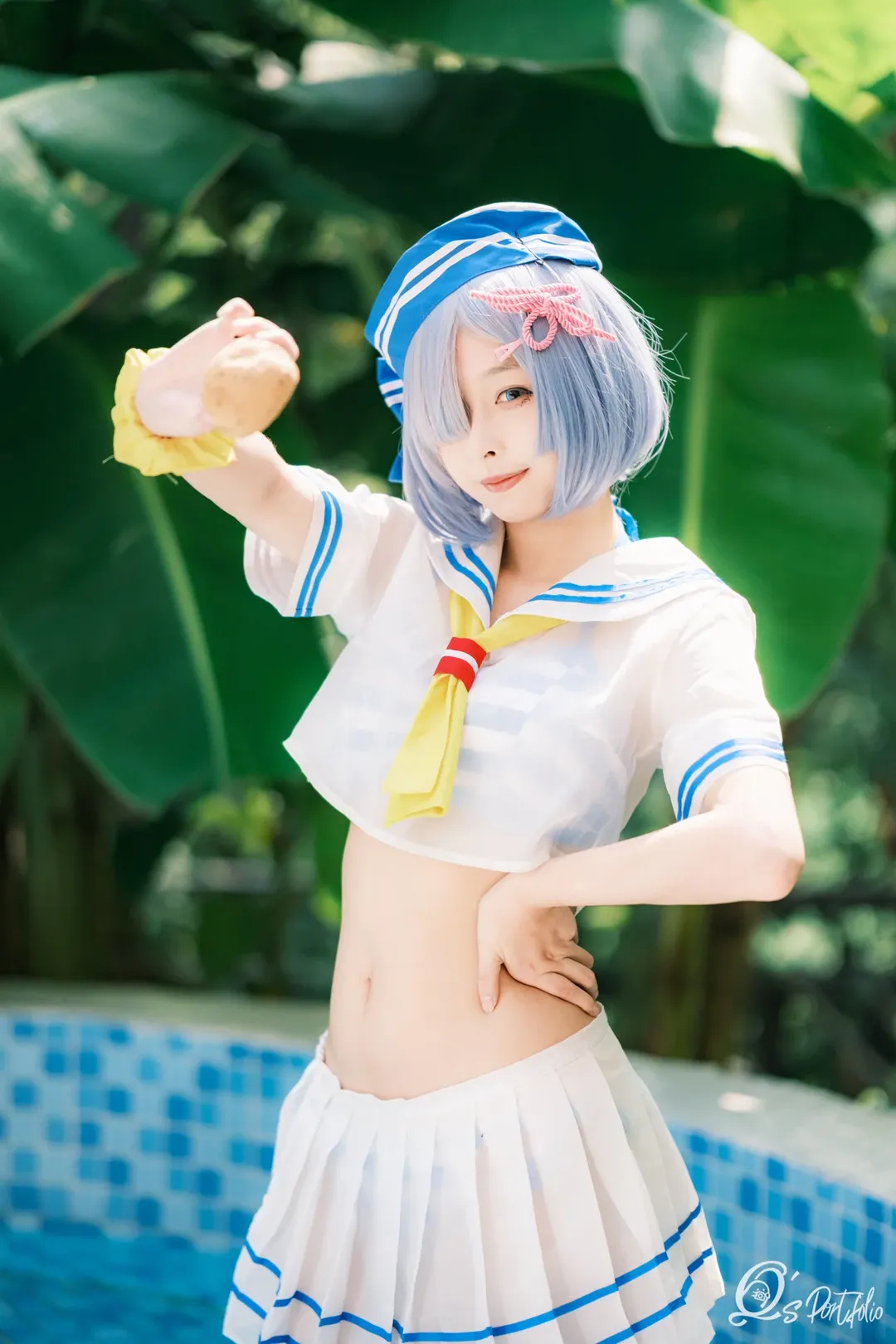 从零开始的异世界, 泳池写真, 夏日氛围感, 水手服, 雷姆cos - 第11张