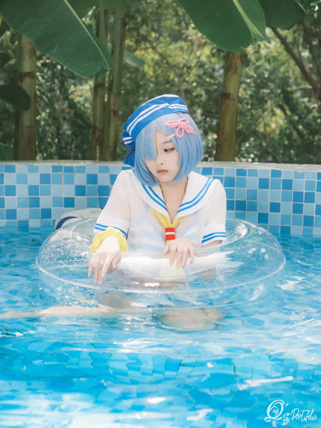 从零开始的异世界, 泳池写真, 夏日氛围感, 水手服, 雷姆cos - 第12张