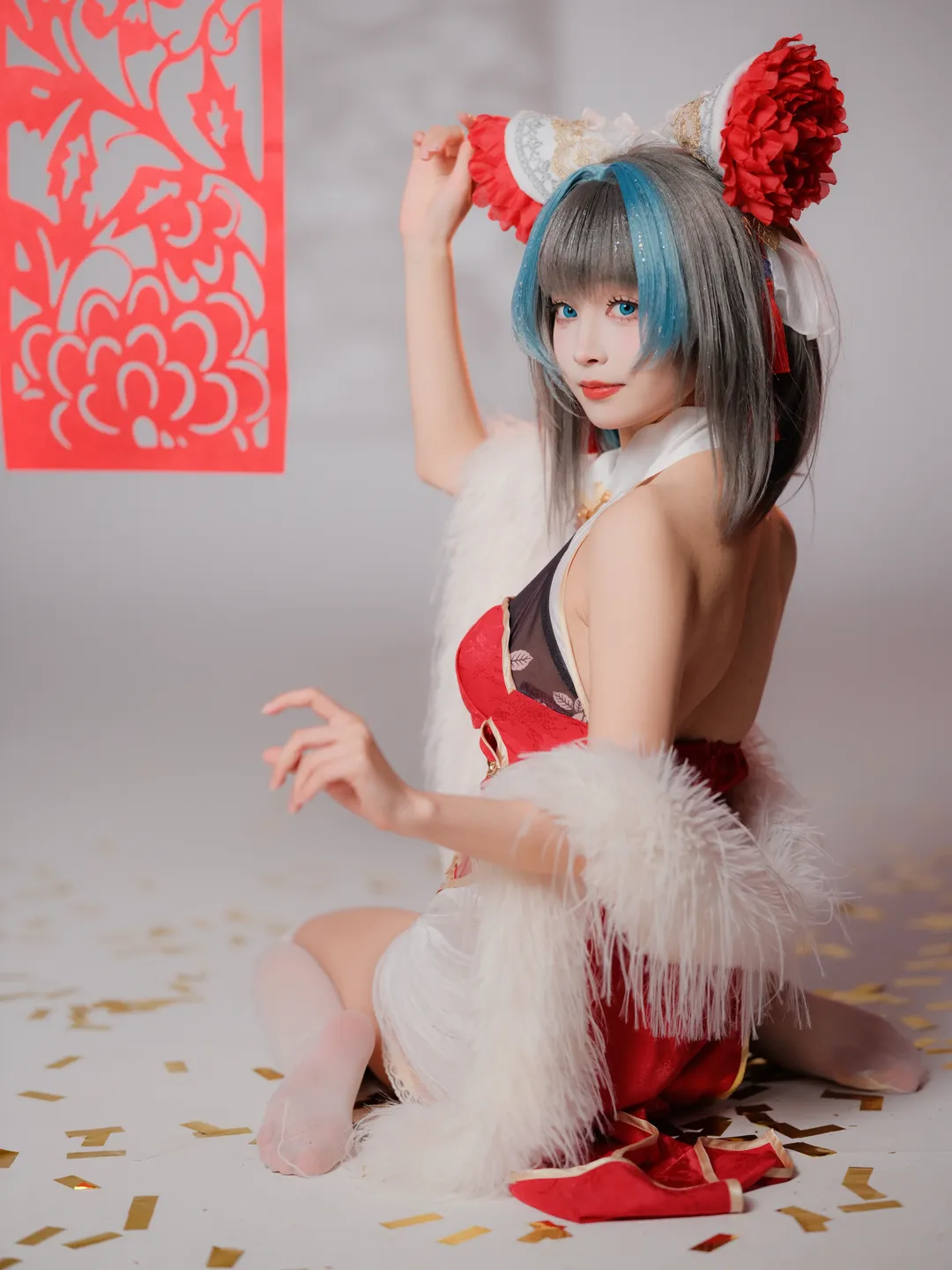 柴郡cos, 碧蓝航线, cosplay摄影, 新春马年cos, 中式改良旗袍 - 第4张
