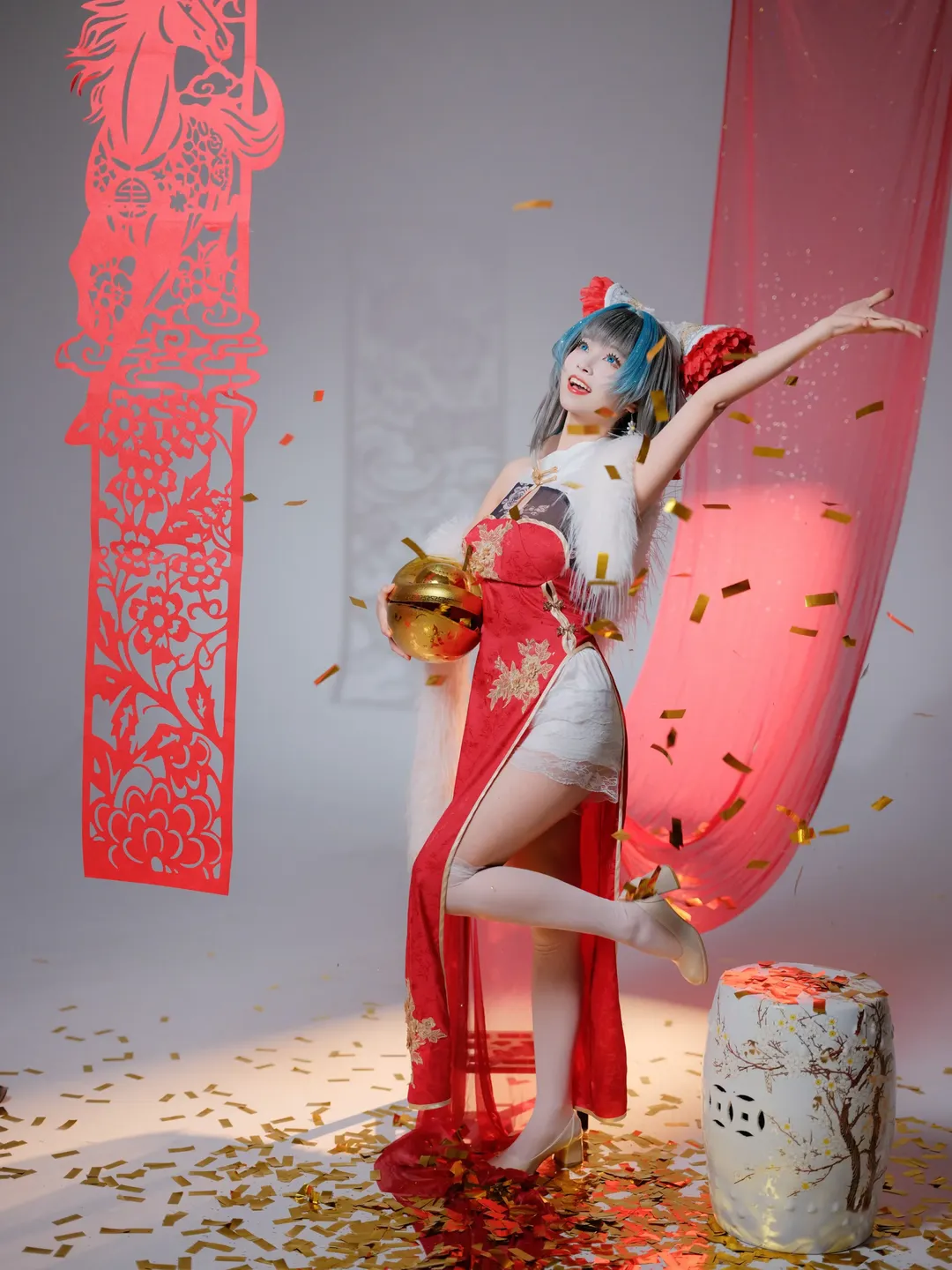 柴郡cos, 碧蓝航线, cosplay摄影, 新春马年cos, 中式改良旗袍 - 第5张