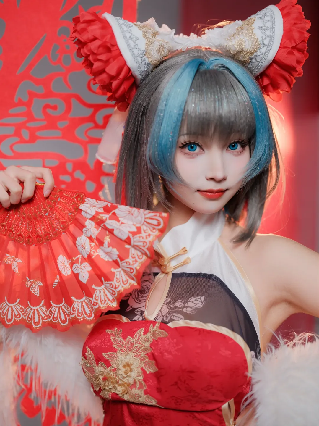 柴郡cos, 碧蓝航线, cosplay摄影, 新春马年cos, 中式改良旗袍 - 第6张