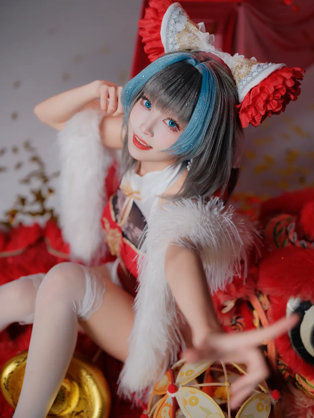 柴郡cos, 碧蓝航线, cosplay摄影, 新春马年cos, 中式改良旗袍 - 第7张