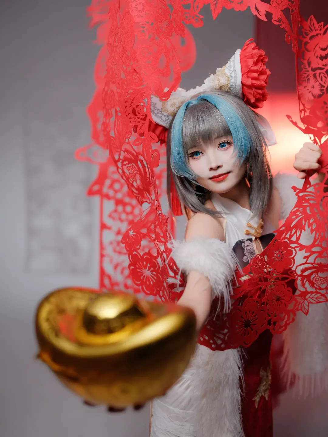 柴郡cos, 碧蓝航线, cosplay摄影, 新春马年cos, 中式改良旗袍 - 第8张