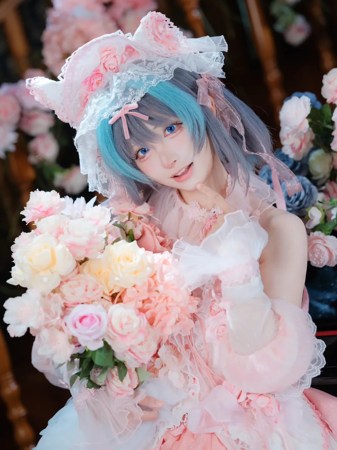 柴郡cos, 碧蓝航线, cosplay日常, 白色丝袜cosplay, 花嫁柴郡 - 第2张