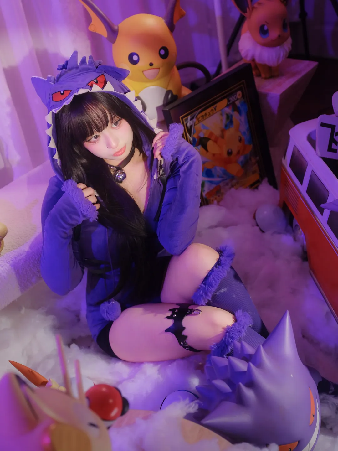 コスプレ撮影, 紫色のストッキング, ゲンガーコスプレ, ポケモン, パープルコーデ - 4枚目