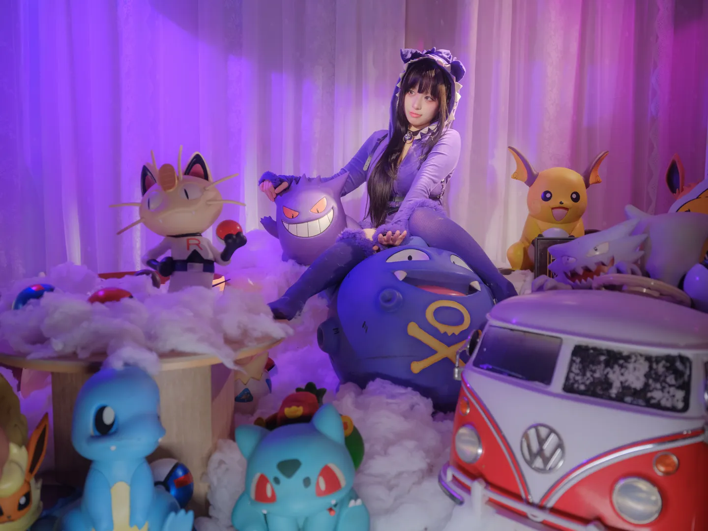 コスプレ撮影, 紫色のストッキング, ゲンガーコスプレ, ポケモン, パープルコーデ - 7枚目
