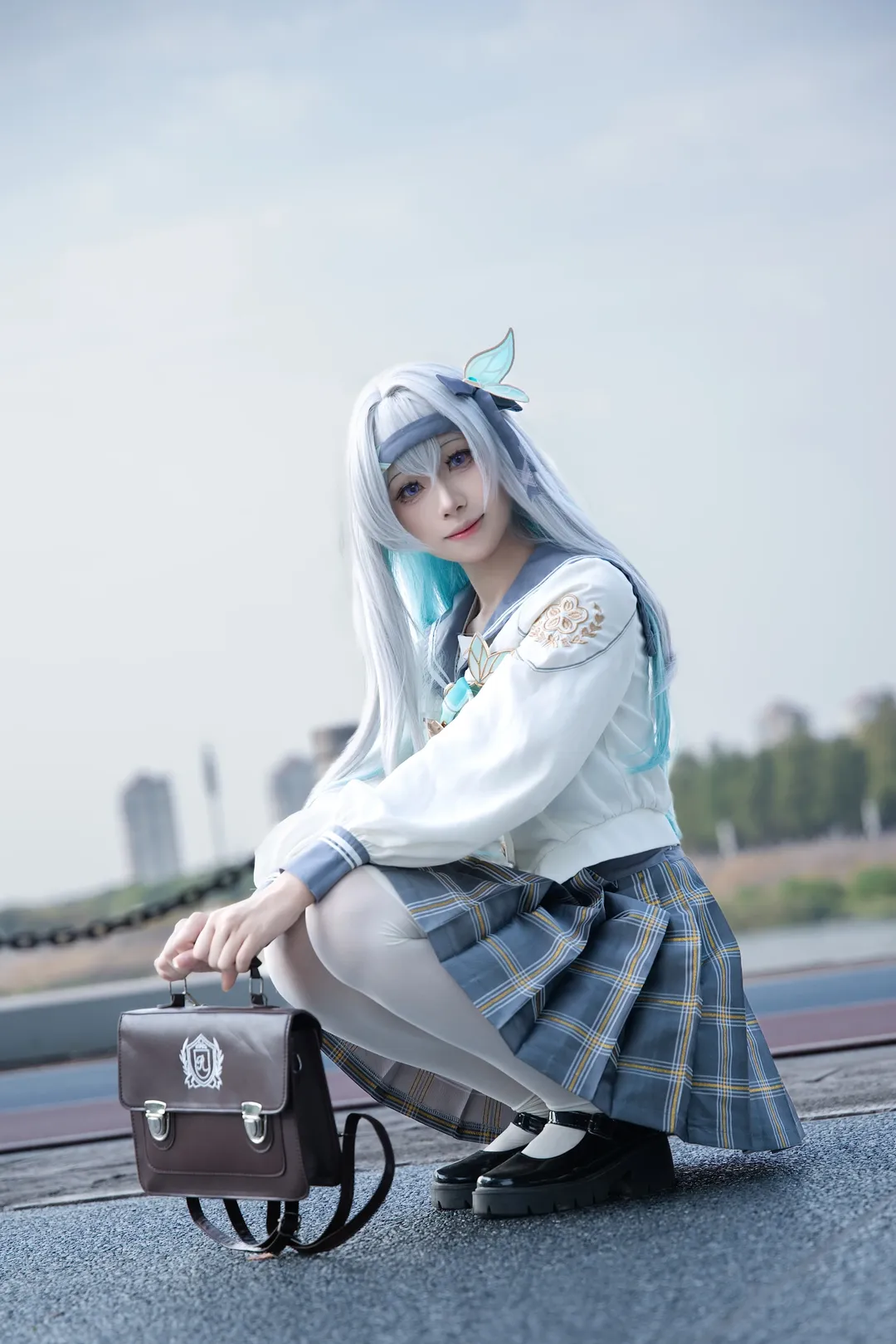 崩坏星穹铁道, 流萤cos, jk制服, cosplay摄影, 白丝穿搭 - 第2张