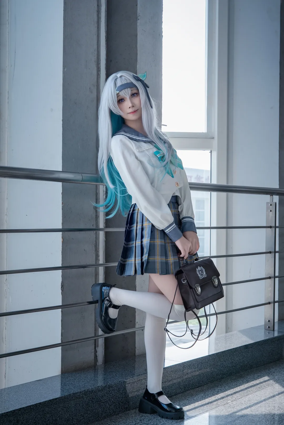 崩壊：スターレイル, ホタル コスプレ, JK制服, コスプレ撮影, 白ニーソコーデ