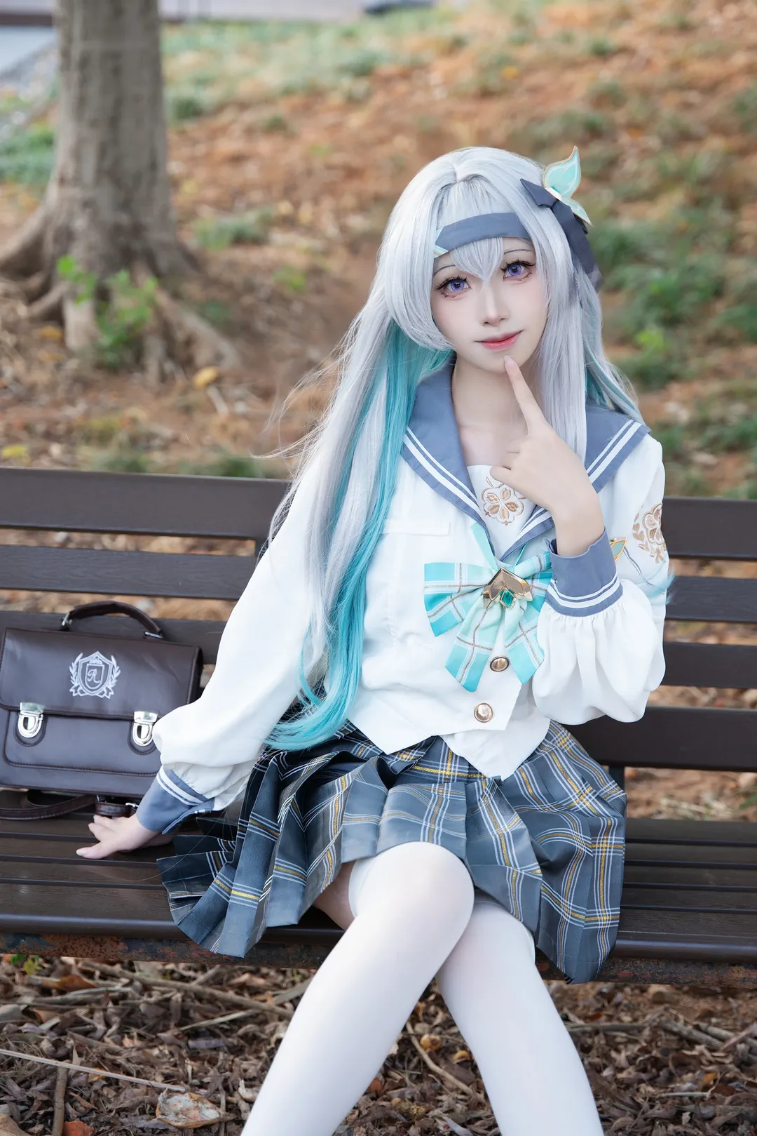 崩坏星穹铁道, 流萤cos, jk制服, cosplay摄影, 白丝穿搭 - 第5张
