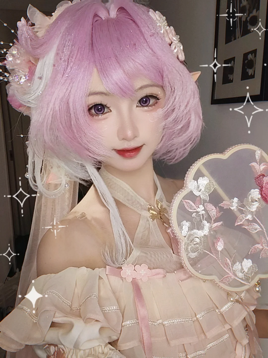 爱莉希雅cos, 崩坏三, 精灵耳cos, 私设cosplay, 粉色系cos - 第1张