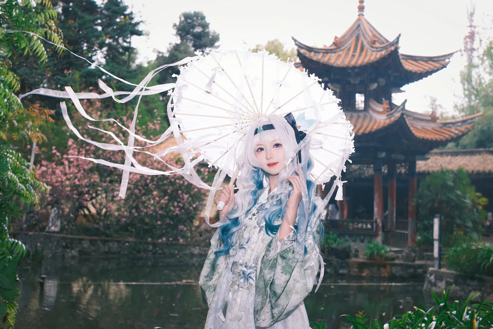 崩壊：スターレイル, ホタル コスプレ, 古風コスプレ, ホタル ヘッドカノン, 庭園ポートレート - 1枚目