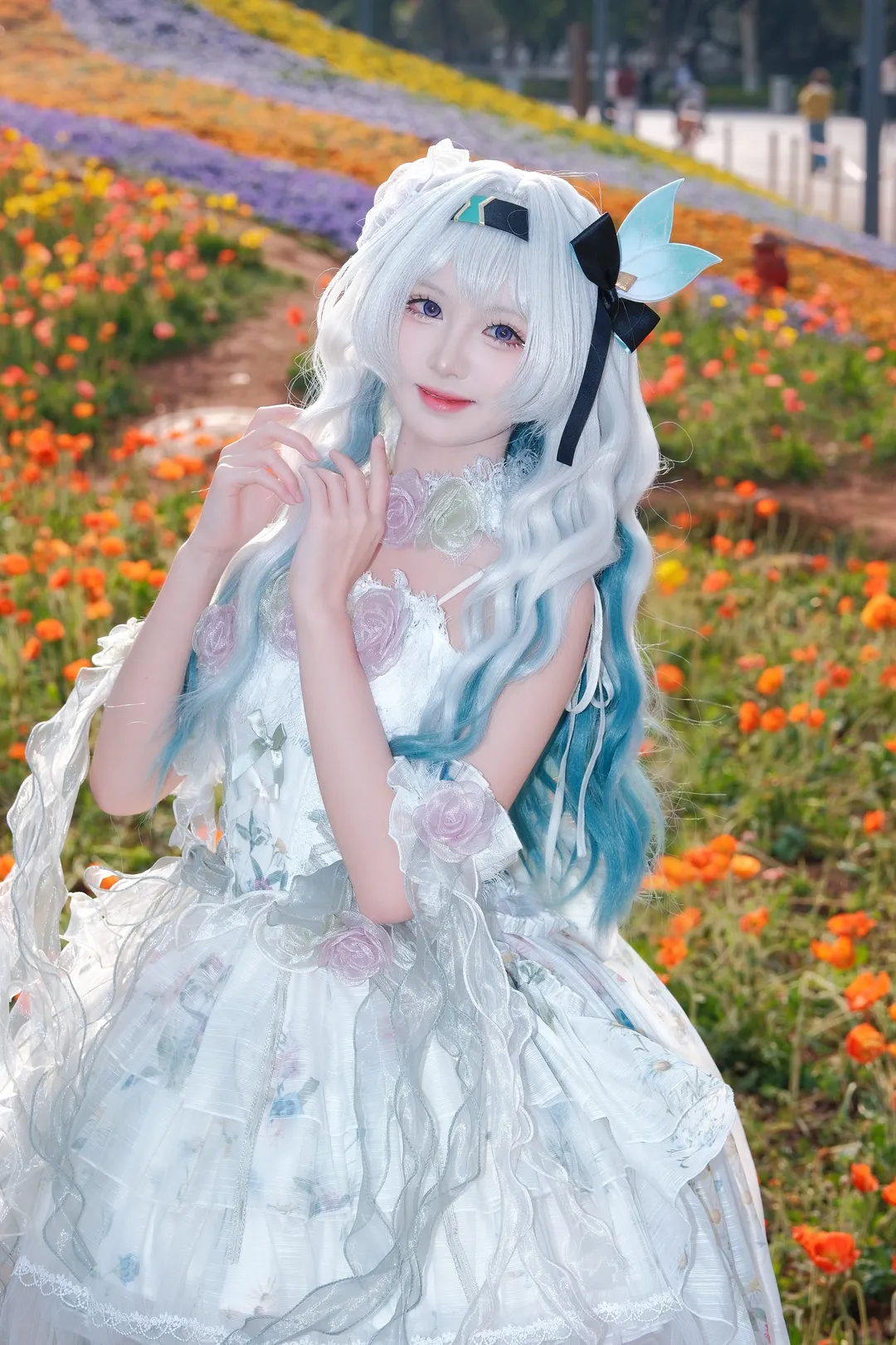 崩壊：スターレイル, ホタル コスプレ, 捏造コスプレ, 花畑での写真撮影, ロリータ風 - 3枚目