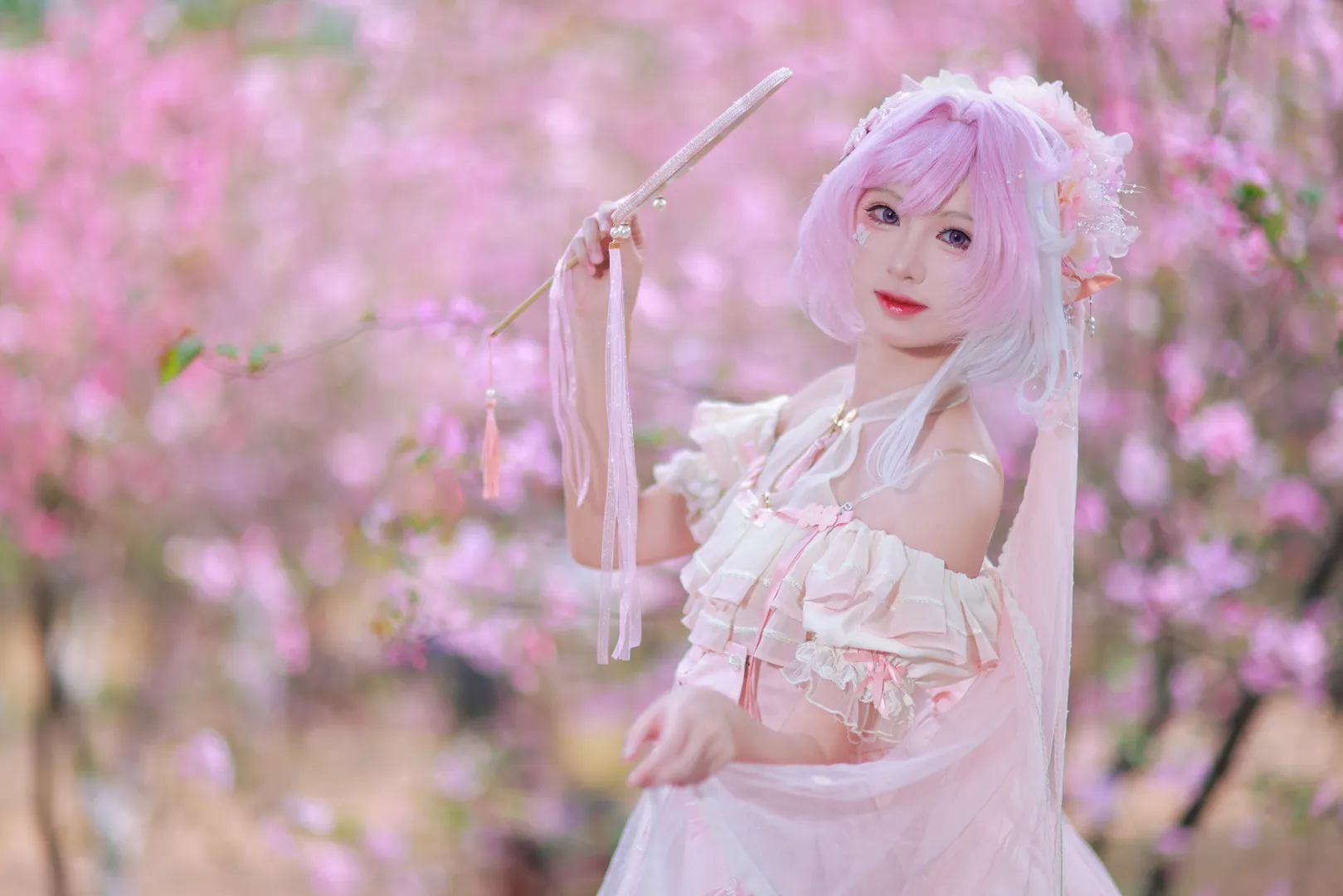 エリシア コスプレ, 崩壊3rd, 捏造コスプレ, 桜林のロケーション撮影, エルフ耳の衣装 - 1枚目