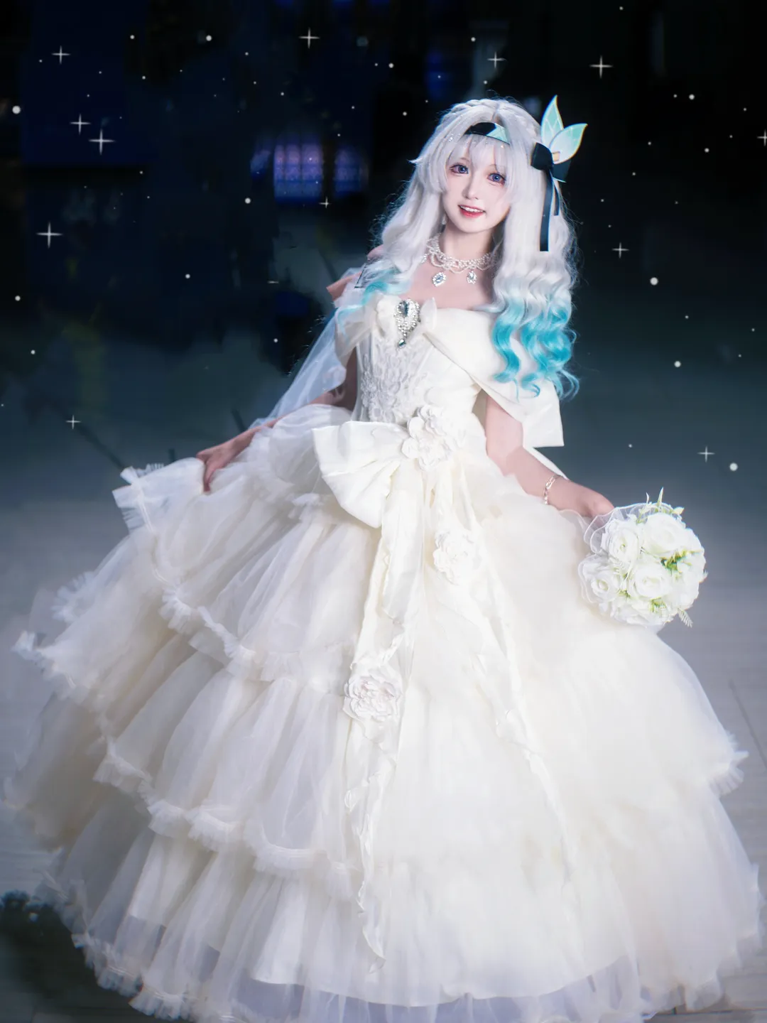 崩坏星穹铁道, 流萤cos, 私设cos, 花嫁cosplay, 星空特效 - 第1张