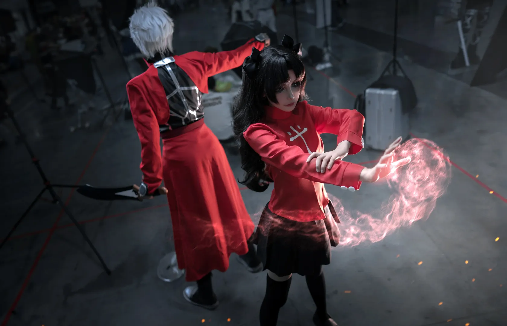 棚拍, Fate, 远坂凛cos, 黑丝, 红Acos