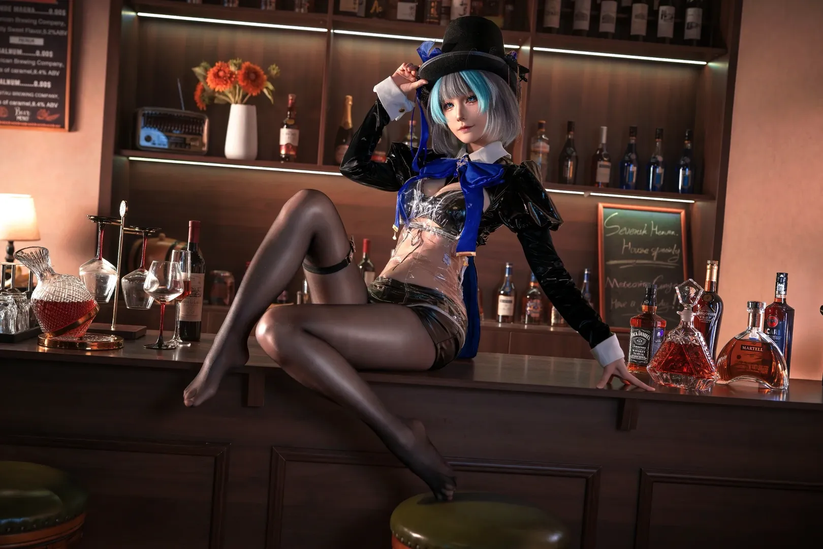 コスプレ, チェシャー コスプレ, アズールレーン, 二次元ファッション, 黒ストッキング