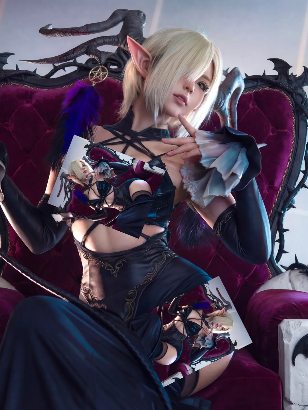 碧蓝航线, 暗黑哥特风, 尾张cos, 万圣节cosplay, 黑丝高筒袜 - 第1张