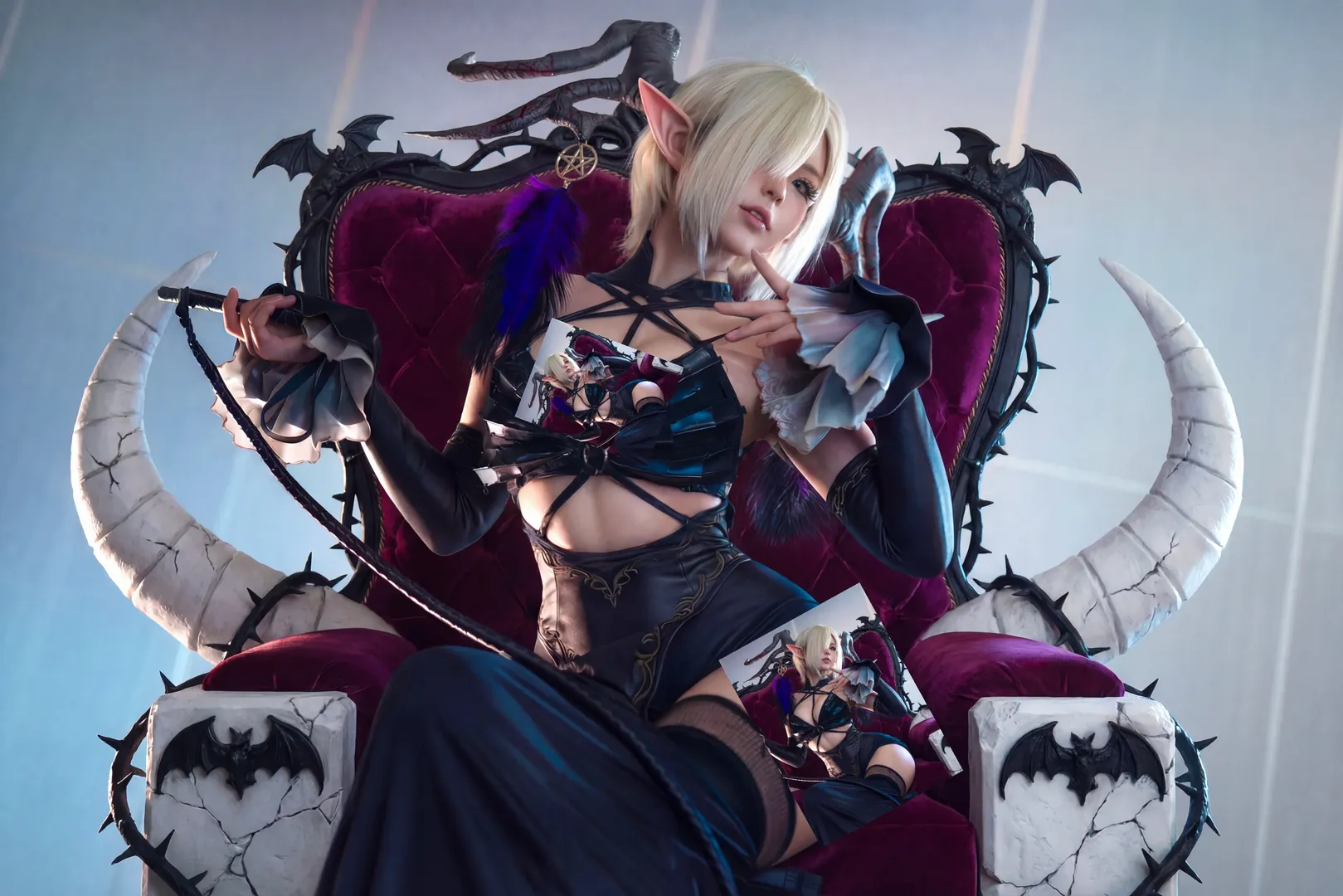 碧蓝航线, 暗黑哥特风, 尾张cos, 万圣节cosplay, 黑丝高筒袜