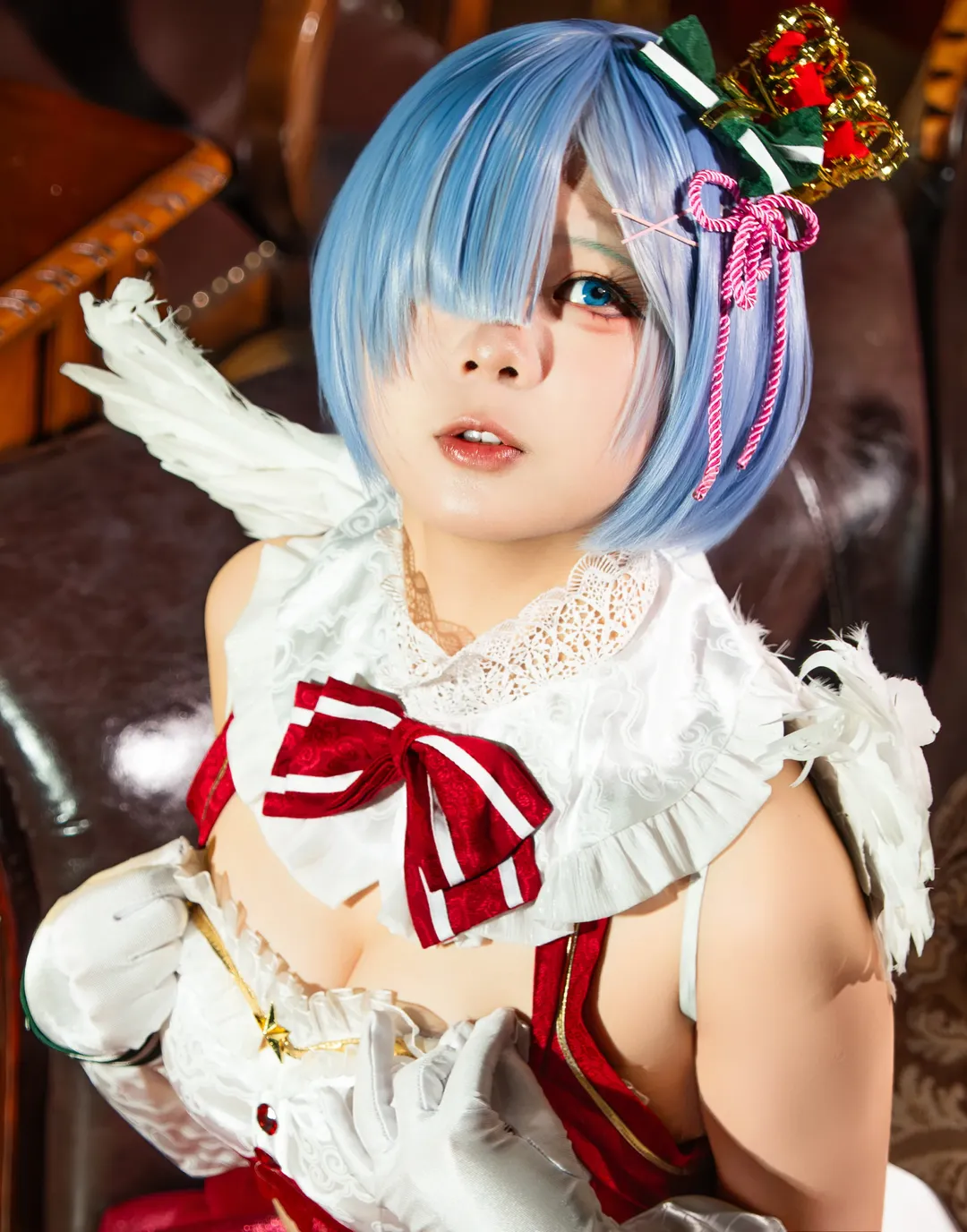 二次元, 从零开始的异世界生活, 蕾姆cos, 圣诞cosplay, 白色丝袜 - 第2张