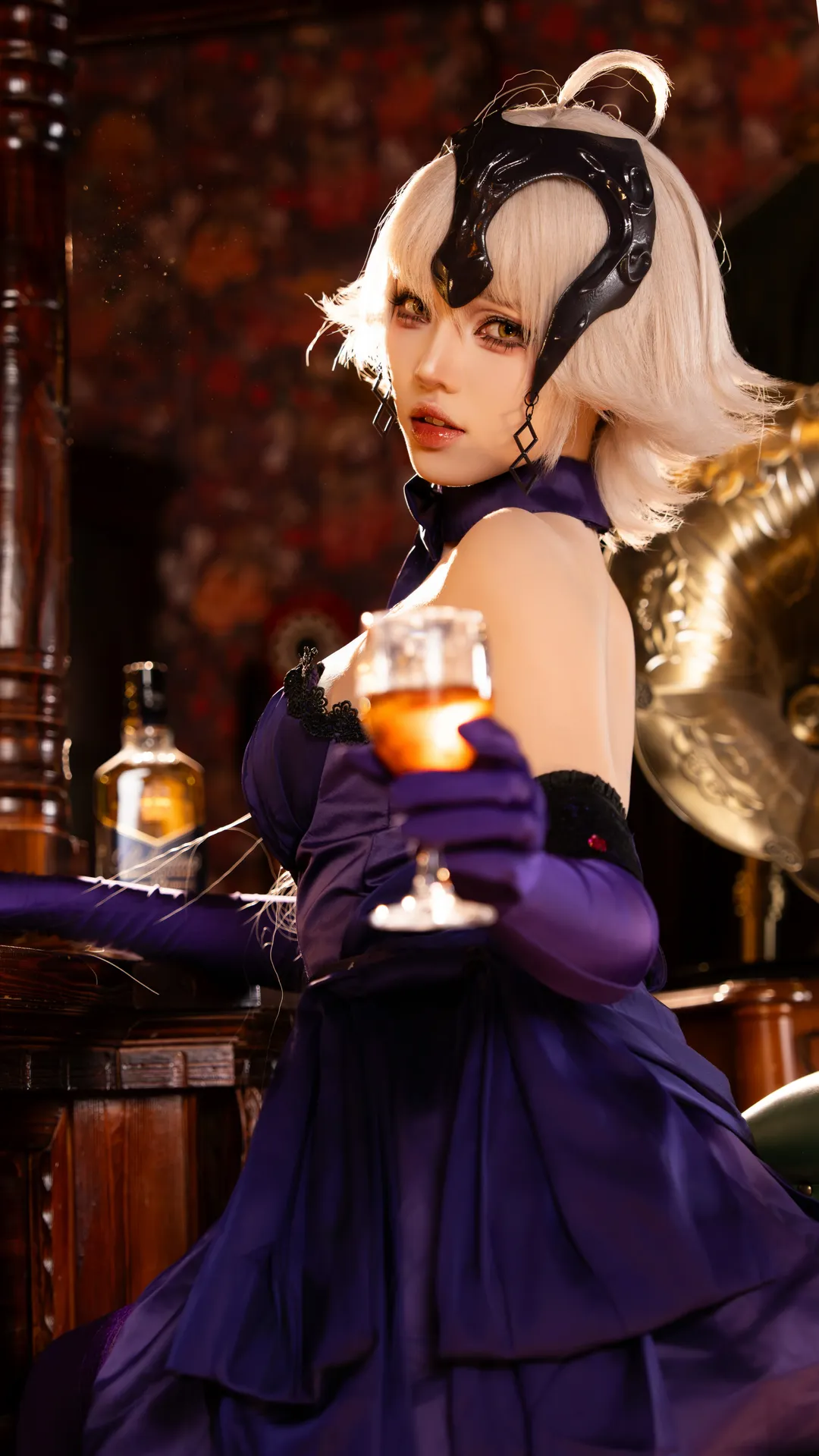 Fate/Grand Order, 二次元cosplay, 黑贞德cos, 紫色丝袜, 圣夜的晚餐 - 第3张