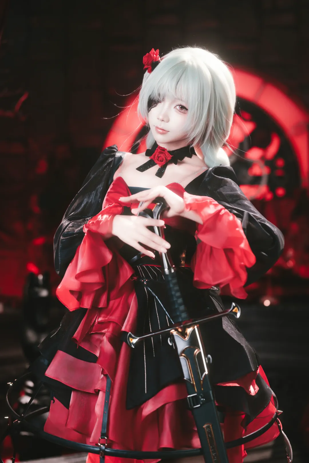鸣潮, 弗洛洛cos, cosplay正片, 哥特风cos, 暗黑系摄影 - 第5张