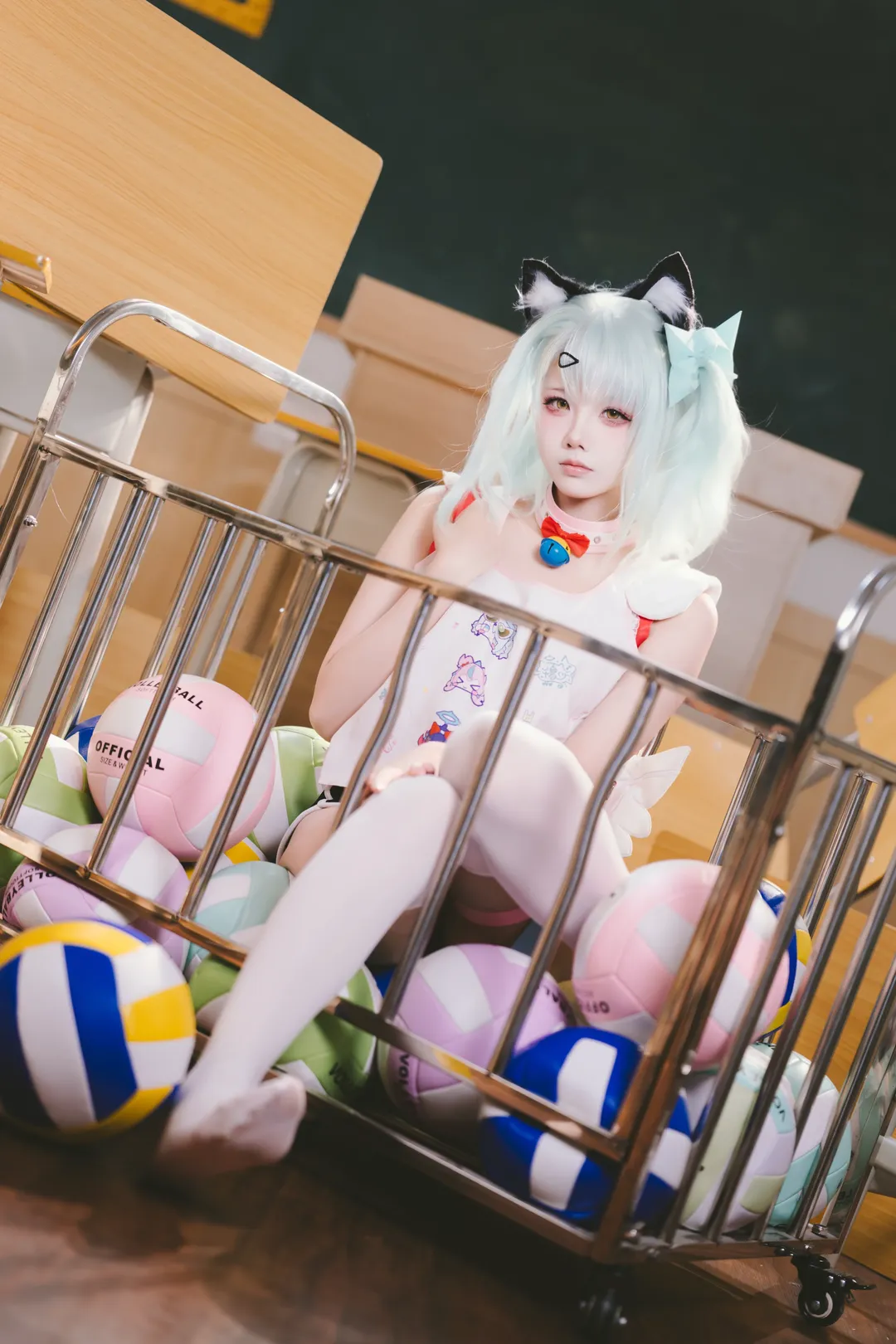 ゼンレスゾーンゼロ, 二次元撮影, 学園コスプレ, 千夏 コスプレ, 白ニーソコーデ - 4枚目