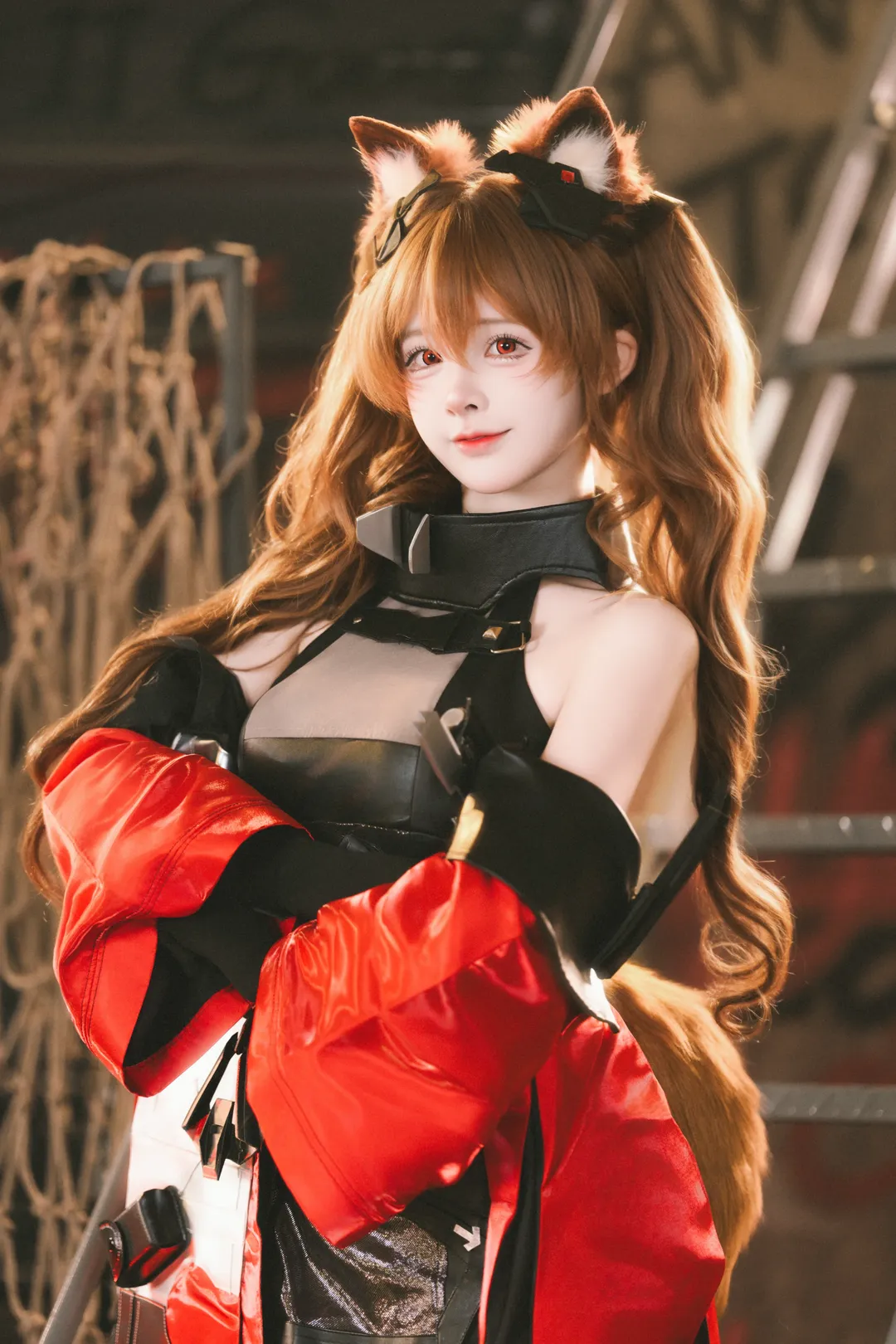 二次元cosplay, 明日方舟终末地, 黑丝穿搭, 洁尔佩塔cos, 机车废土风 - 第1张