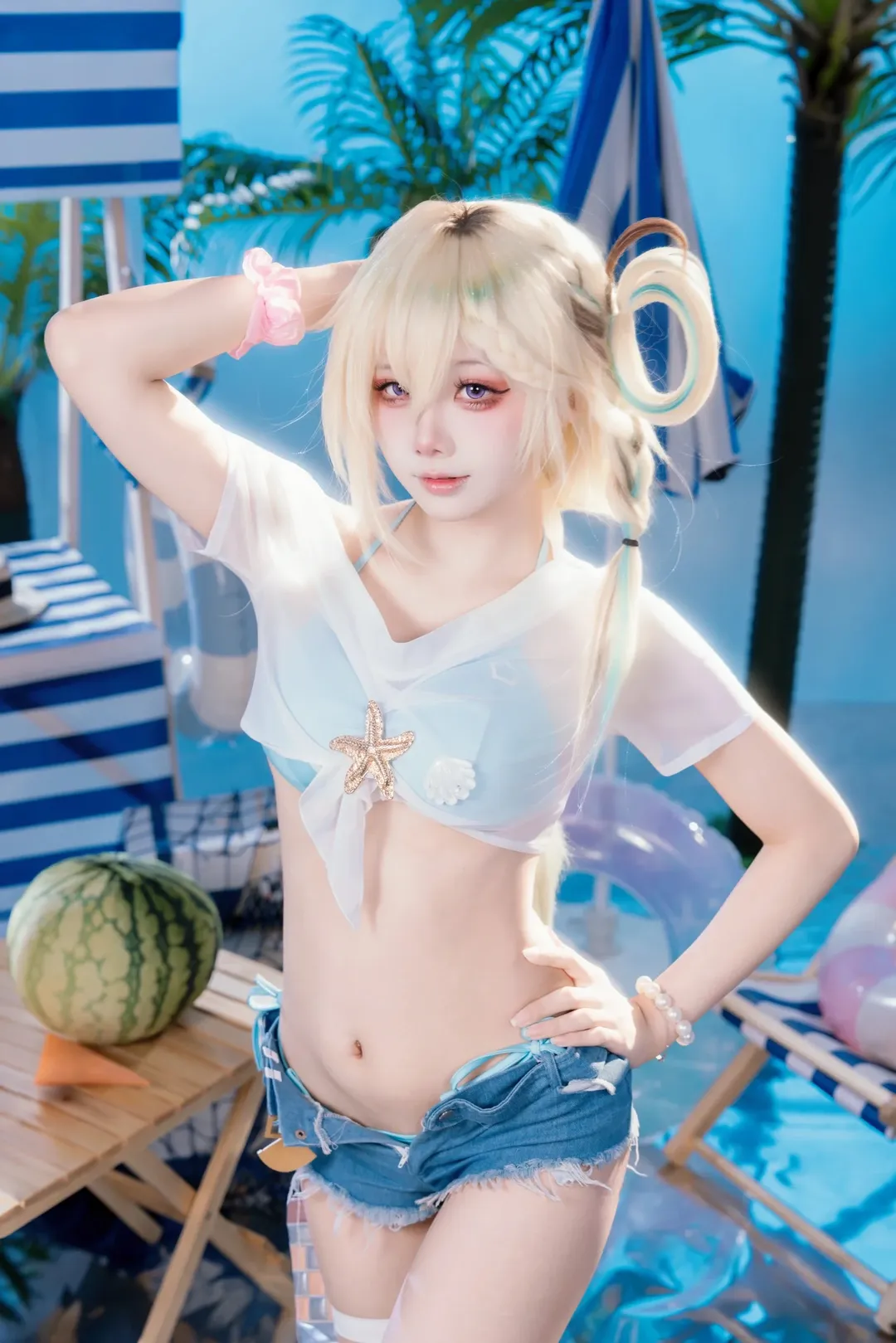 鸣潮, 二次元, cos正片, 琳奈cos, 夏日泳装 - 第3张