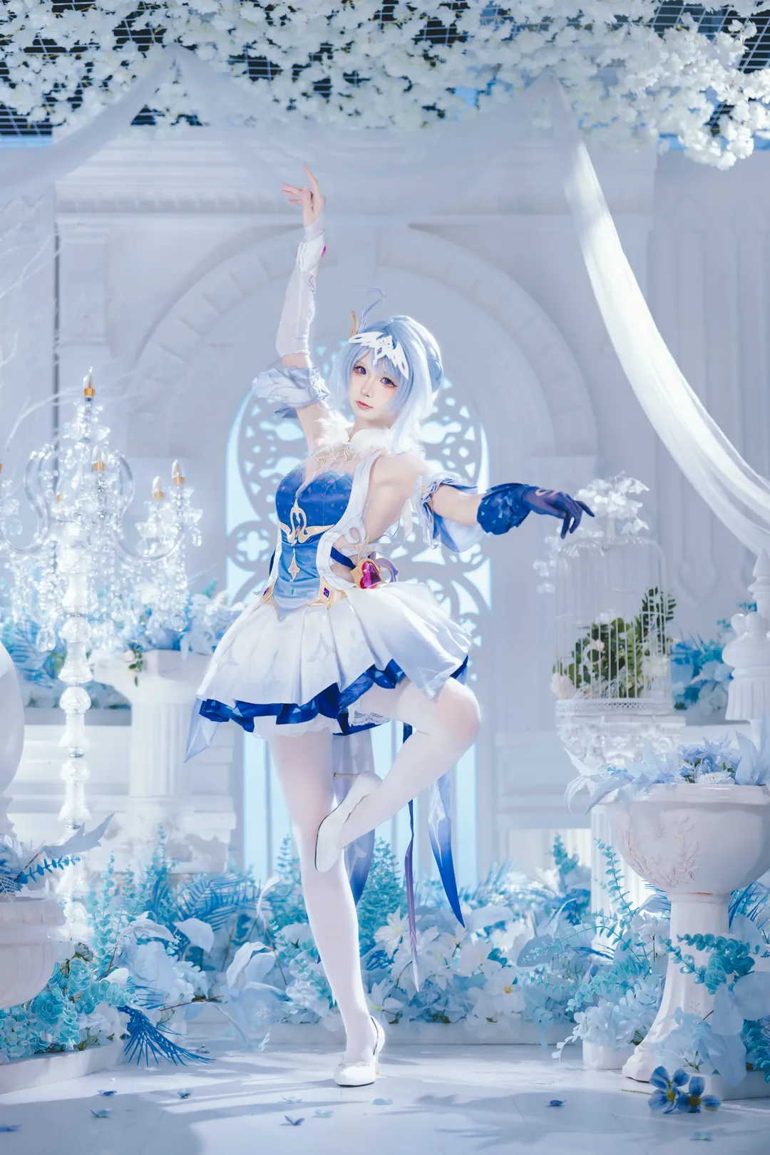 原神, 空月の歌, 白ストッキング, コスプレ写真, オデット コスプレ - 3枚目