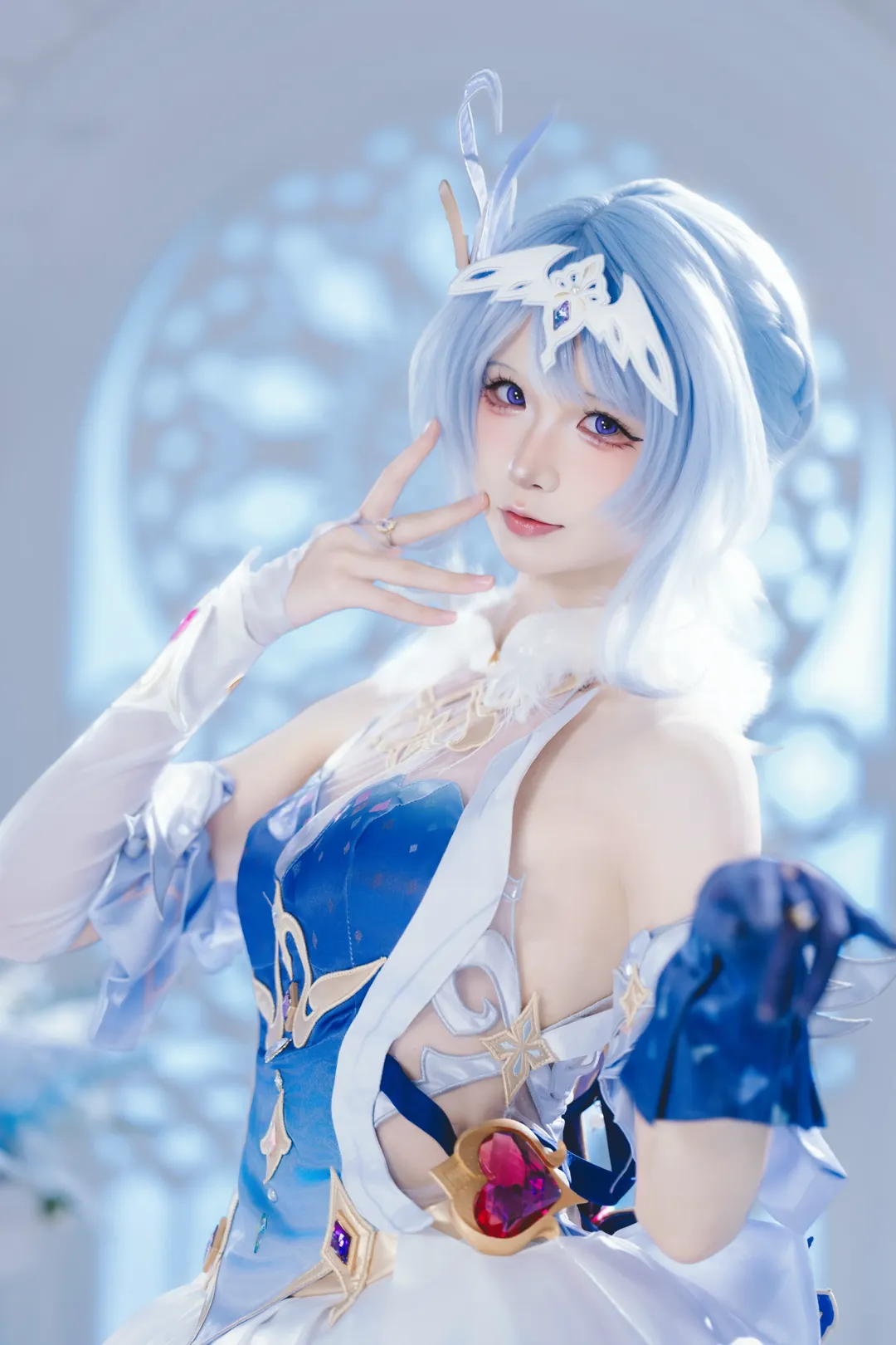 原神, 空月の歌, 白ストッキング, コスプレ写真, オデット コスプレ - 4枚目