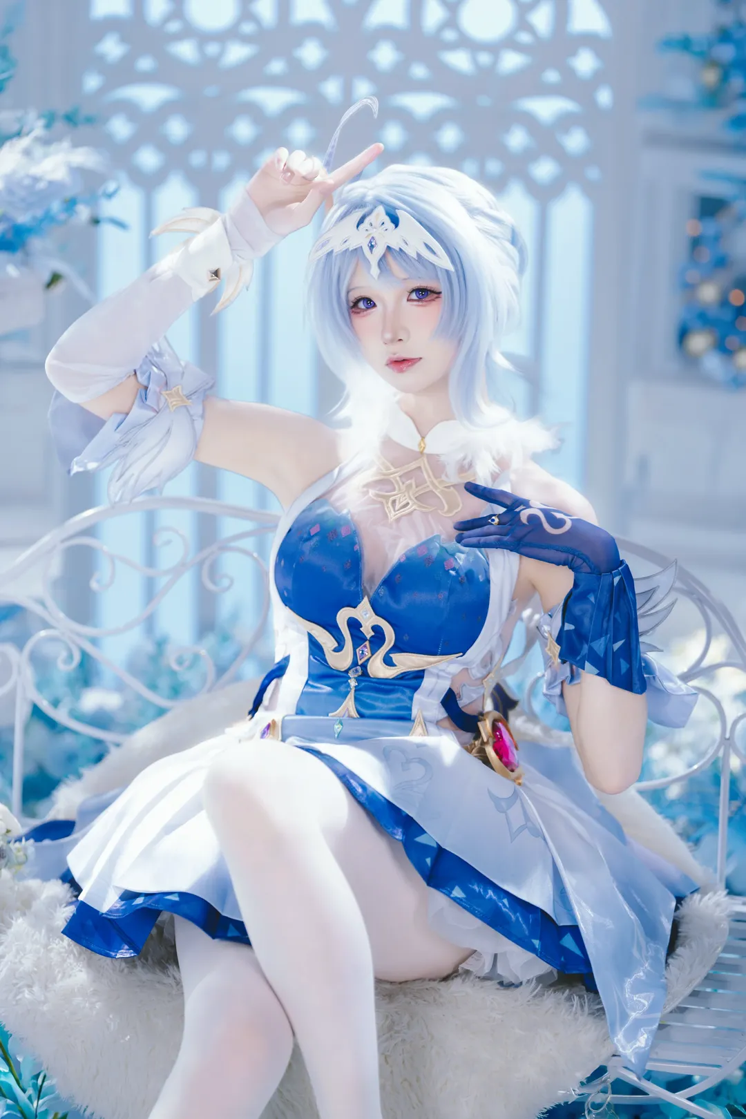 原神, 空月の歌, 白ストッキング, コスプレ写真, オデット コスプレ - 5枚目