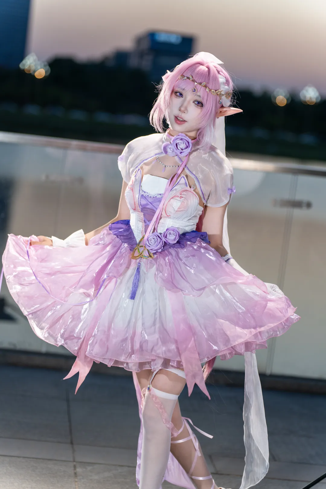 エリシア コスプレ, 崩壊 3rd, エルフ耳コスプレ, ピンク系コスプレ, ニーハイコスプレ - 2枚目