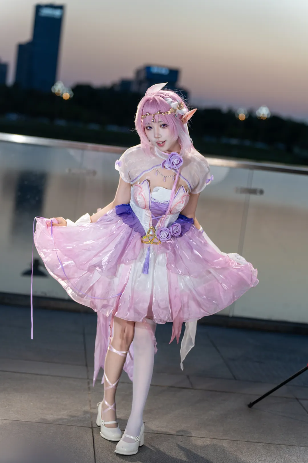 エリシア コスプレ, 崩壊 3rd, エルフ耳コスプレ, ピンク系コスプレ, ニーハイコスプレ - 3枚目