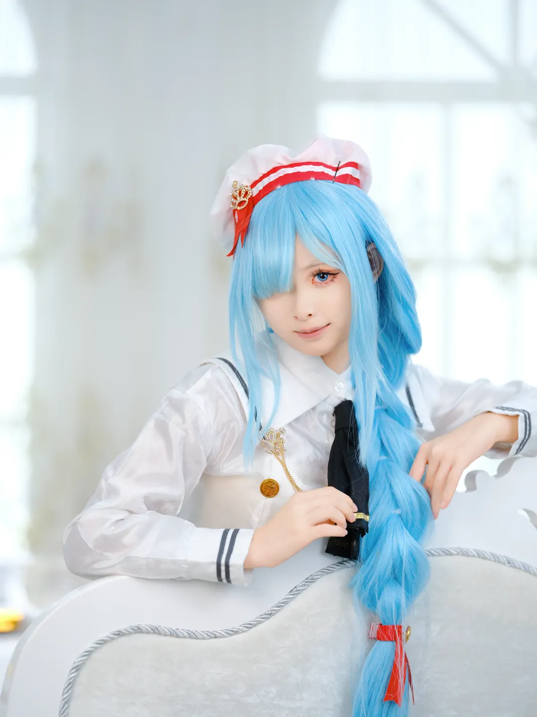 碧蓝航线, 雅努斯cos, cosplay摄影, 水手服穿搭, 蓝发麻花辫 - 第1张