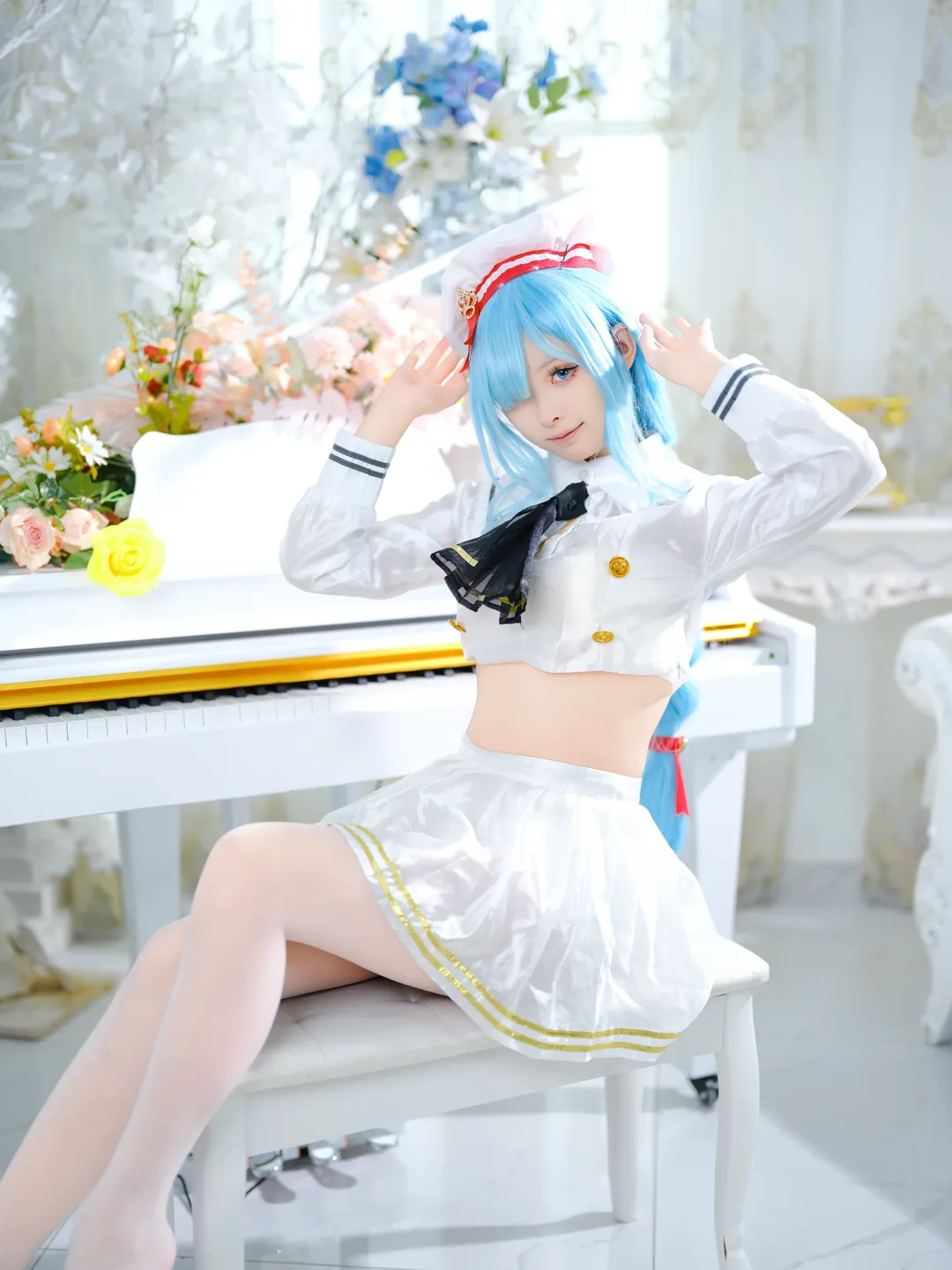 碧蓝航线, 雅努斯cos, cosplay摄影, 水手服穿搭, 蓝发麻花辫