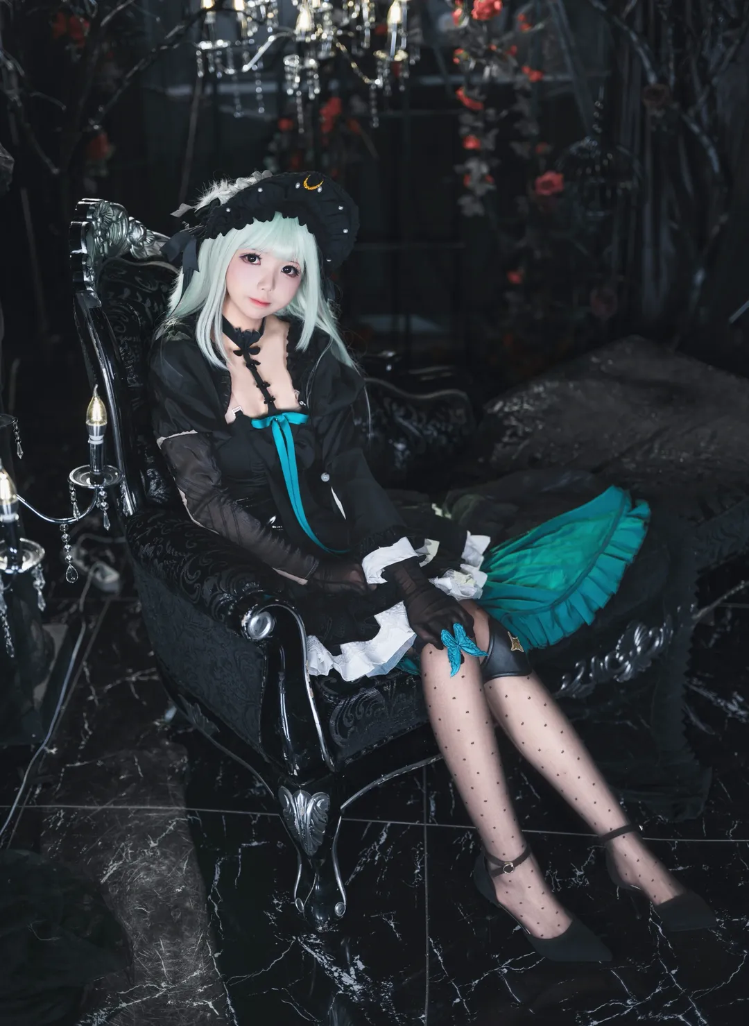 cosplay, 哥特风, 明日方舟, 若叶睦cos, 波点丝袜