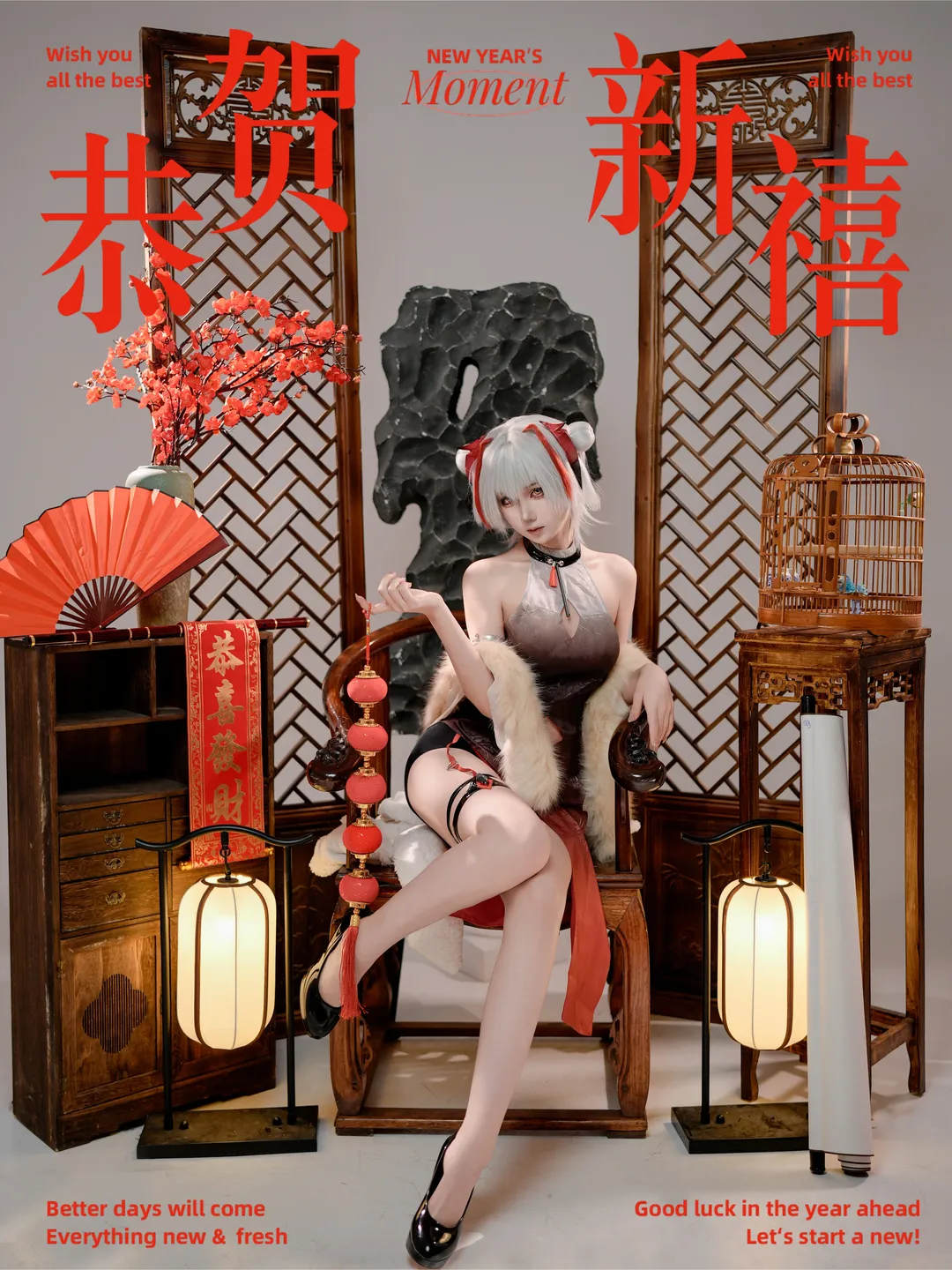 明日方舟, Wcos, 白丝cos, 守夜冠军, 春节摄影 - 第2张