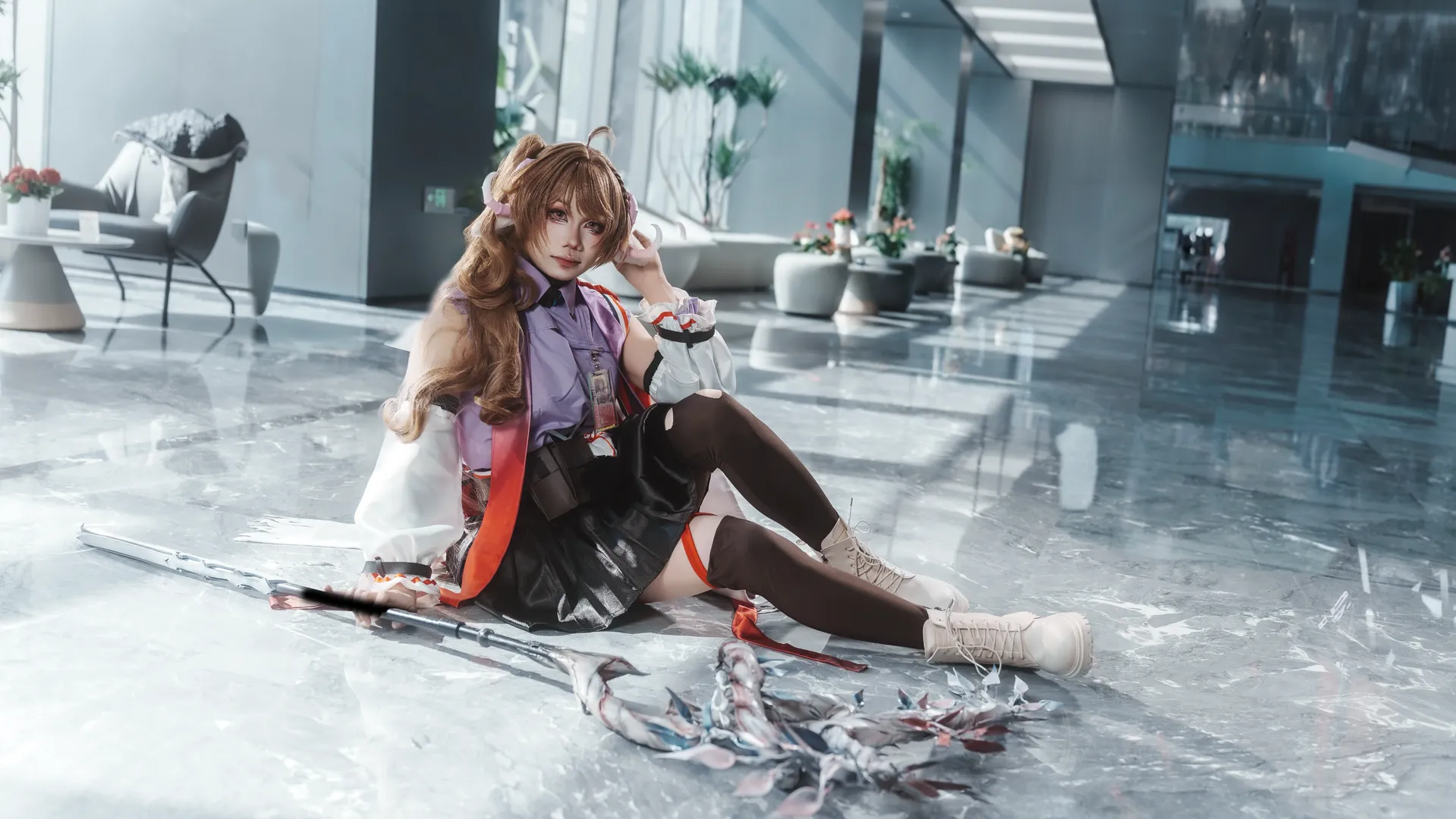 明日方舟, cosplay摄影, 长筒袜穿搭, 道具分享, 元素奶cos