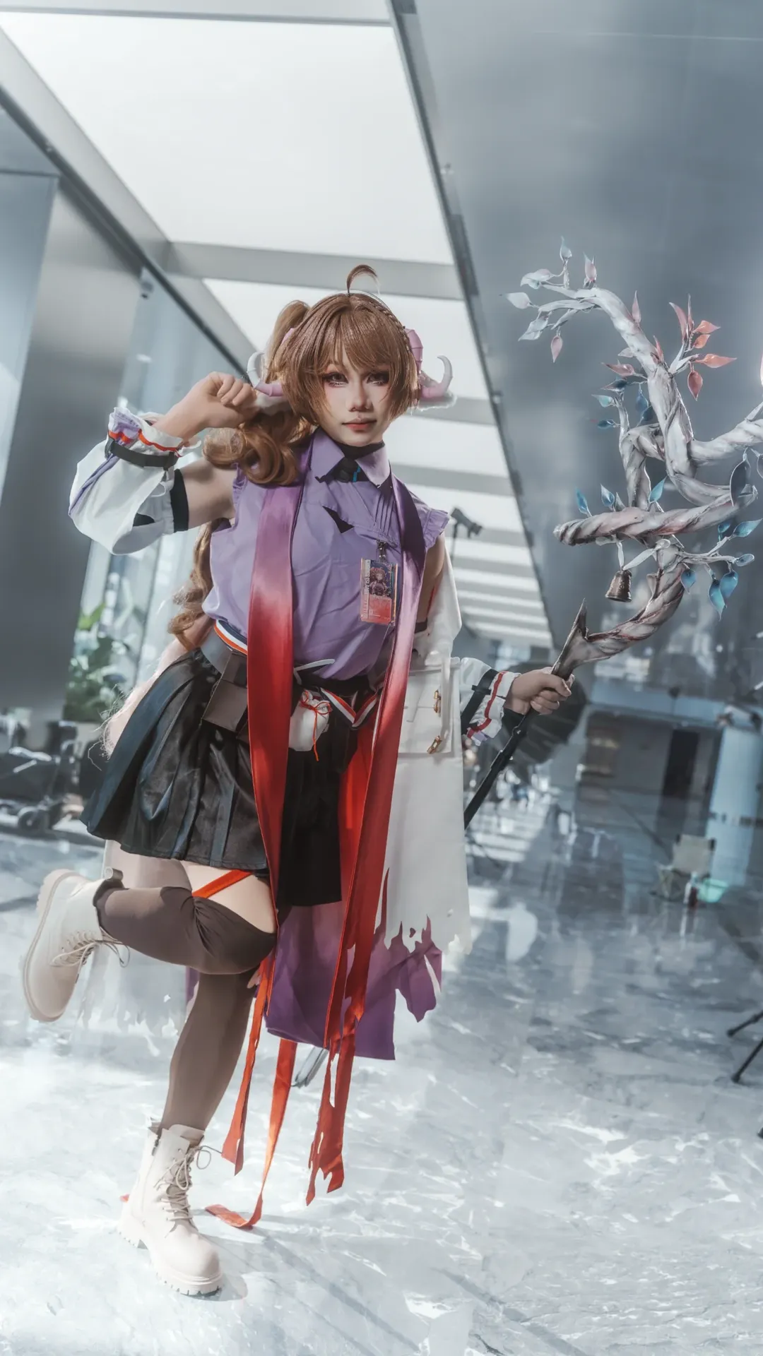 明日方舟, cosplay摄影, 长筒袜穿搭, 道具分享, 元素奶cos - 第4张