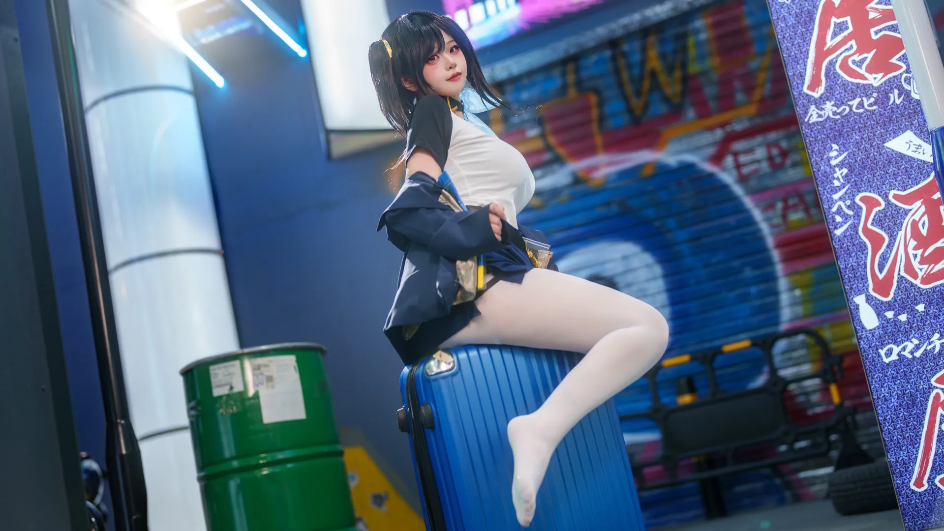白丝, 胜利女神nikke, cosplay写真, 索拉cos, 赛博朋克街拍 - 第2张