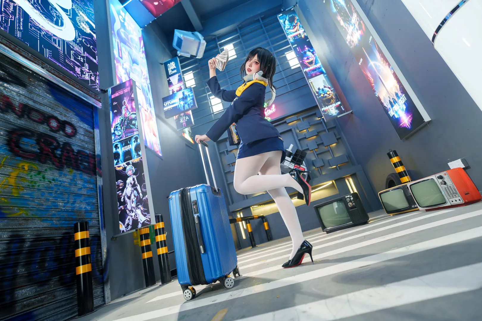 白丝, 胜利女神nikke, cosplay写真, 索拉cos, 赛博朋克街拍 - 第5张