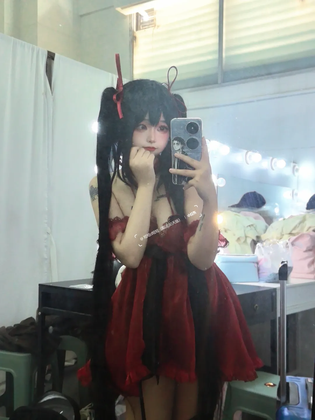 碧蓝航线, cosplay日常, 大凤cos, 黑丝吊带袜, 后台花絮 - 第2张