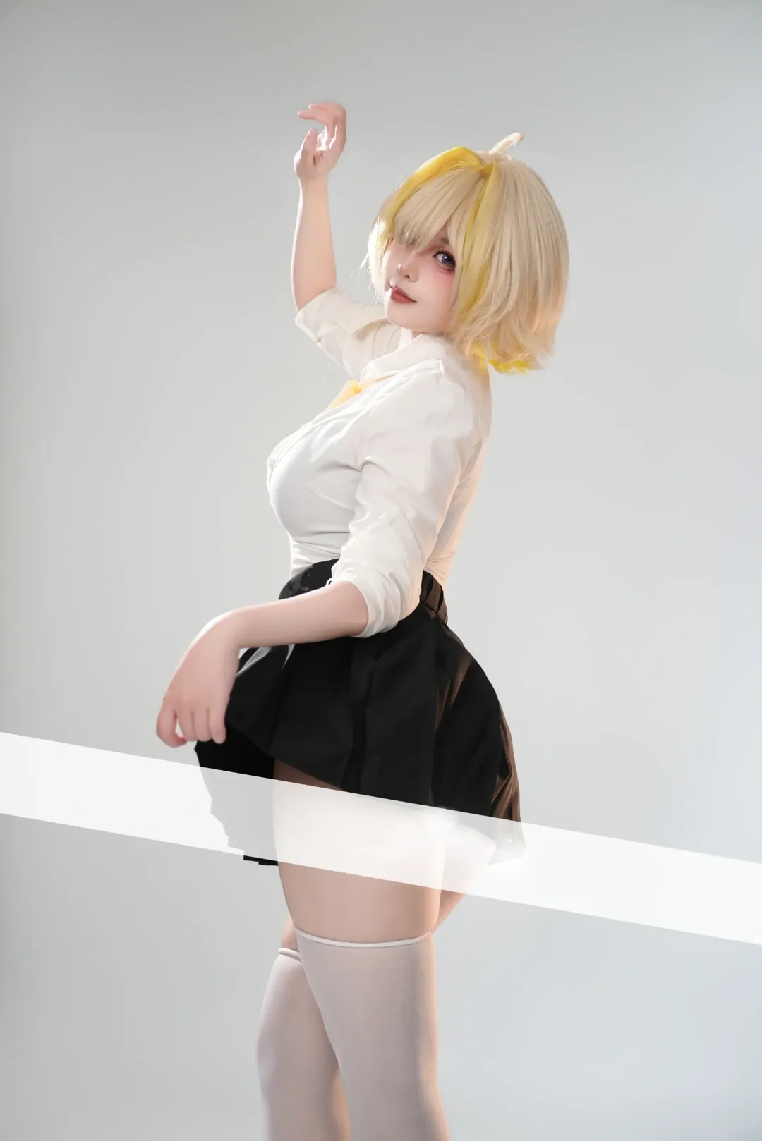 JK制服, 胜利女神nikke, cosplay摄影, 伊莱格cos, 白丝过膝袜