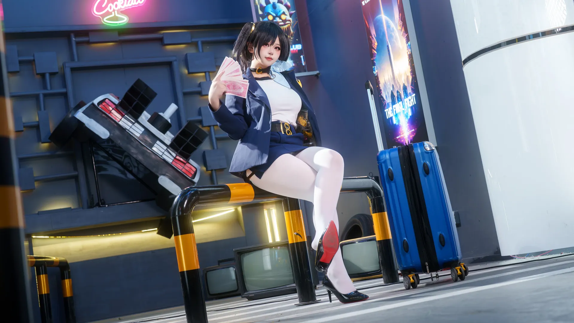 勝利の女神：NIKKE, ゲームキャラクターコスプレ, 白タイツコスプレ, ソラ コスプレ, ネオンストリートスナップ - 2枚目