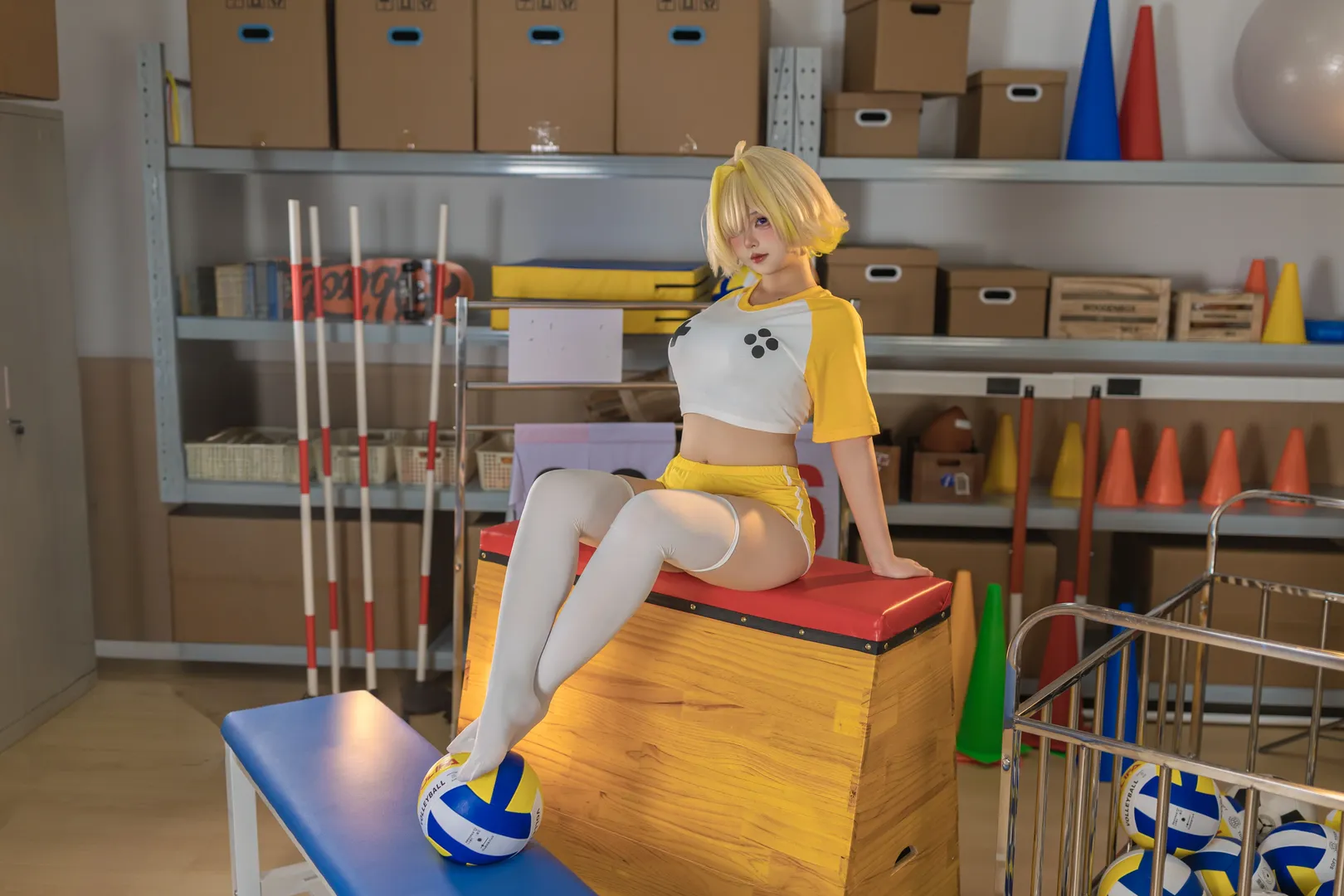 cosplay, 白丝, 胜利女神nikke, 体操服, 伊莱格cos