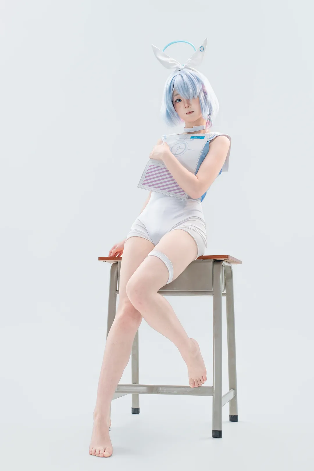 碧蓝档案, 二次元写真, 纯白棚拍, 阿洛娜cos, 紧身衣造型 - 第1张